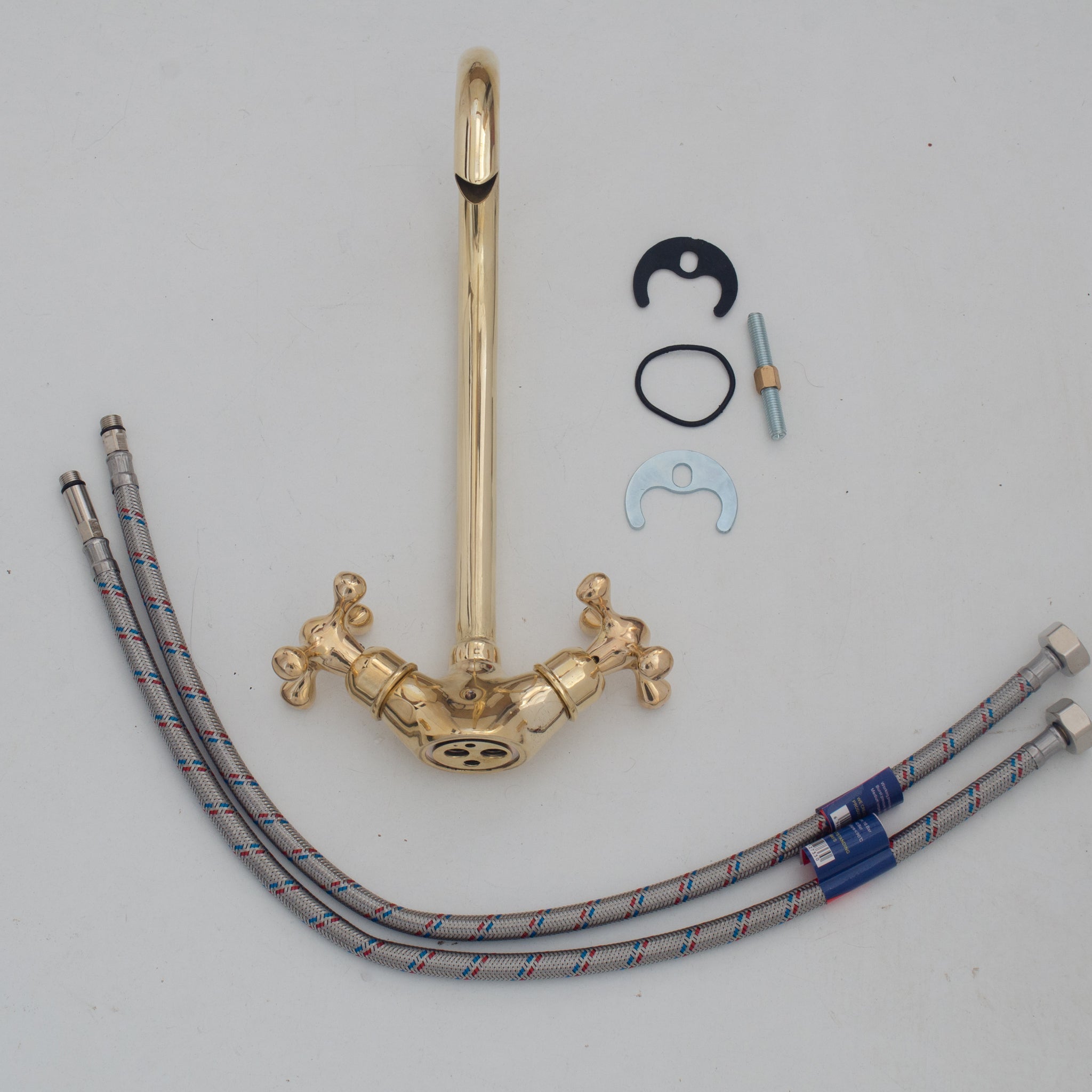 Unlacquered Brass Single-Hole Bathroom Faucet | Traditional Cross Handles alternate view 8