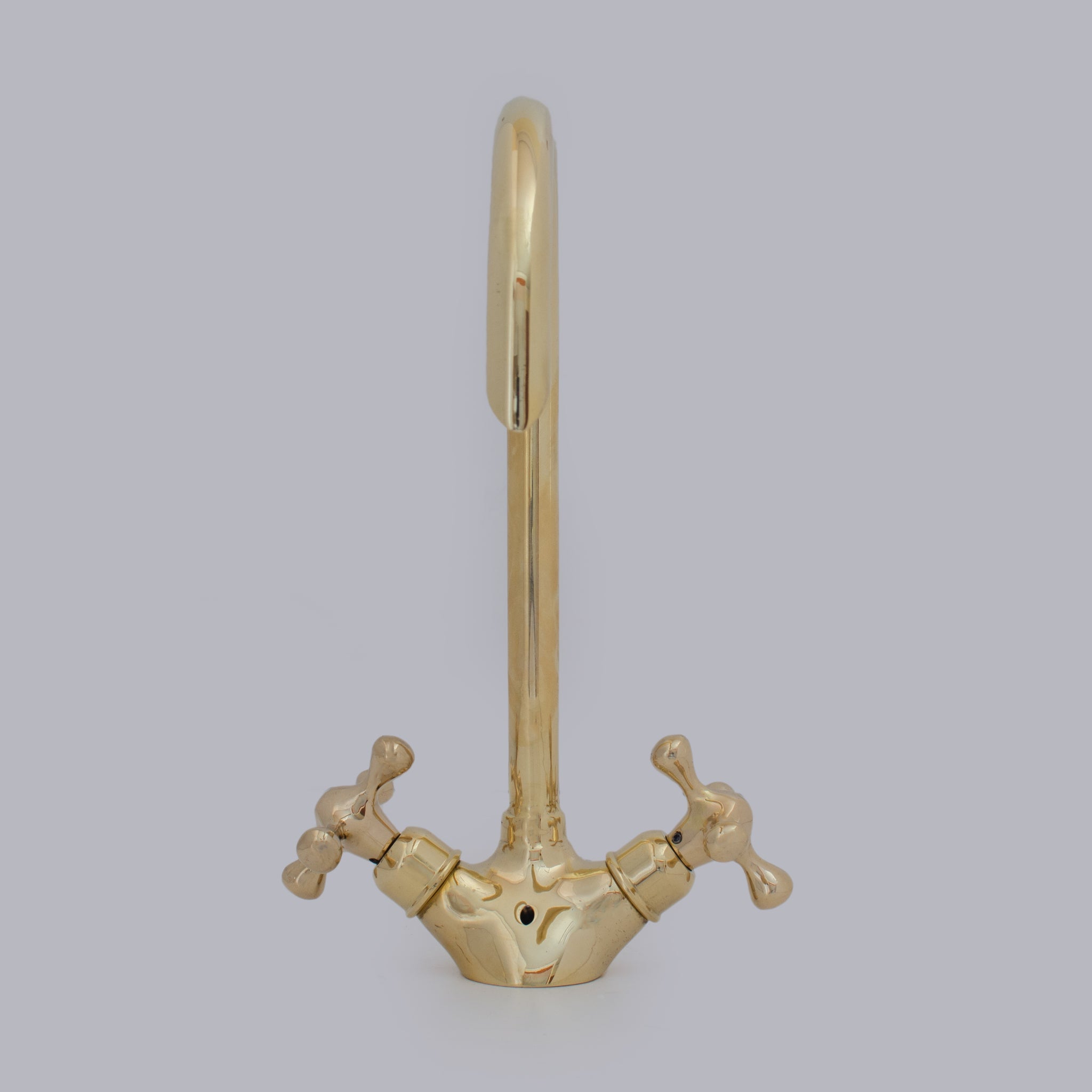 Unlacquered Brass Single-Hole Bathroom Faucet | Traditional Cross Handles alternate view 3