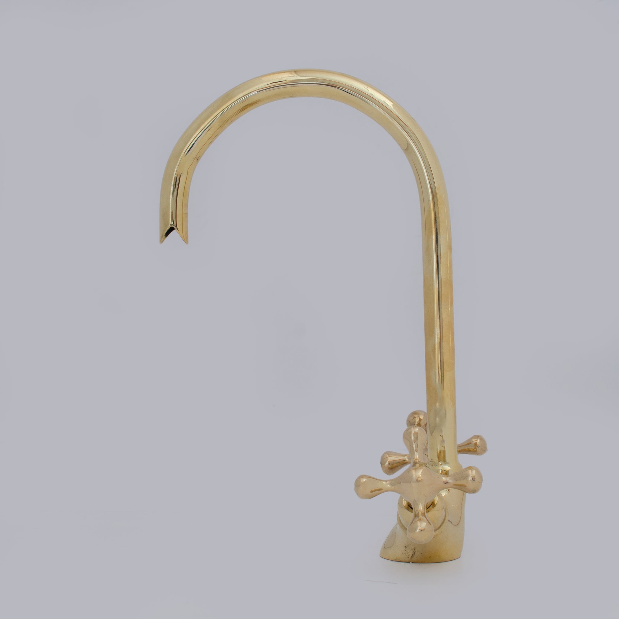 Unlacquered Brass Single-Hole Bathroom Faucet | Traditional Cross Handles alternate view 4
