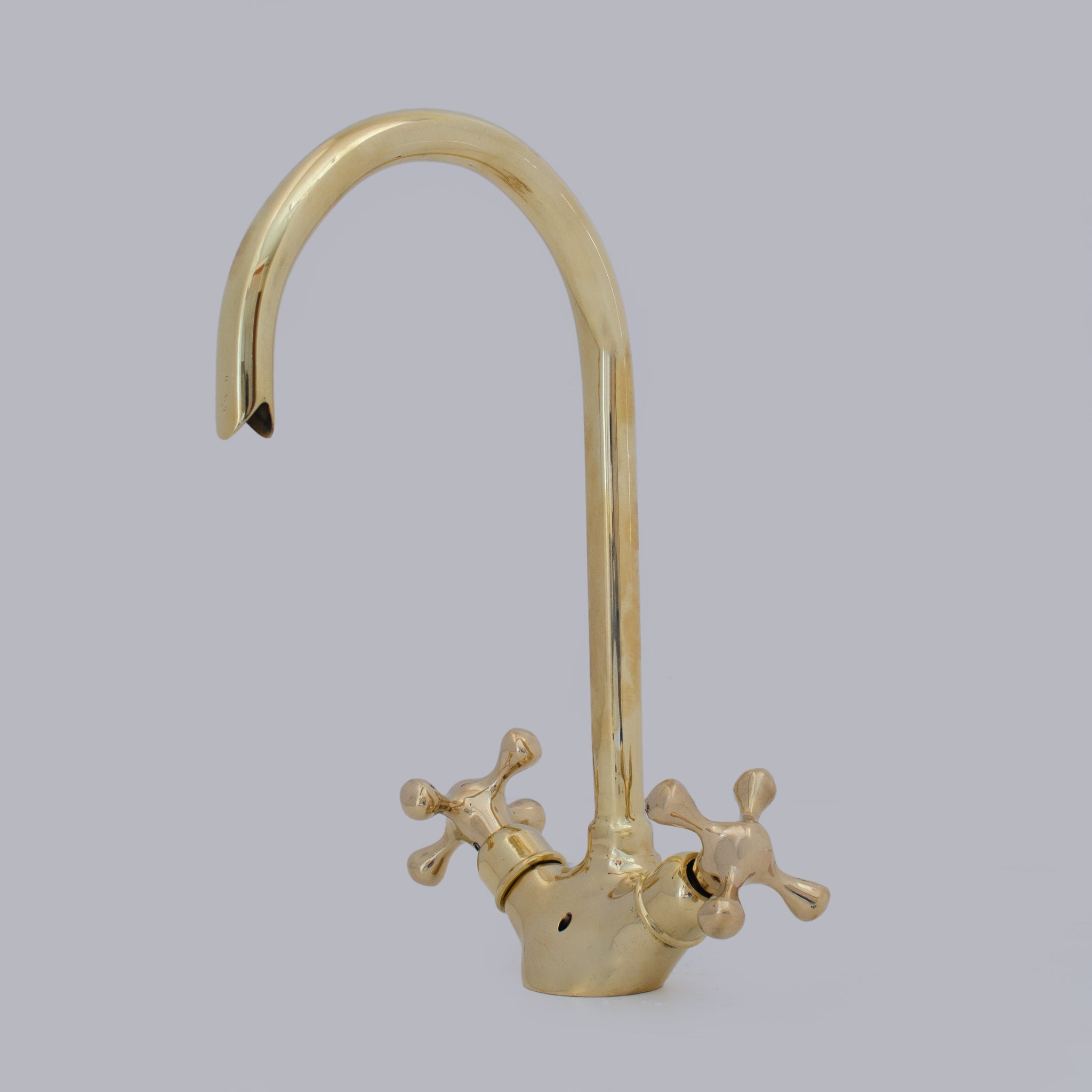 Unlacquered Brass Single-Hole Bathroom Faucet | Traditional Cross Handles alternate view 2