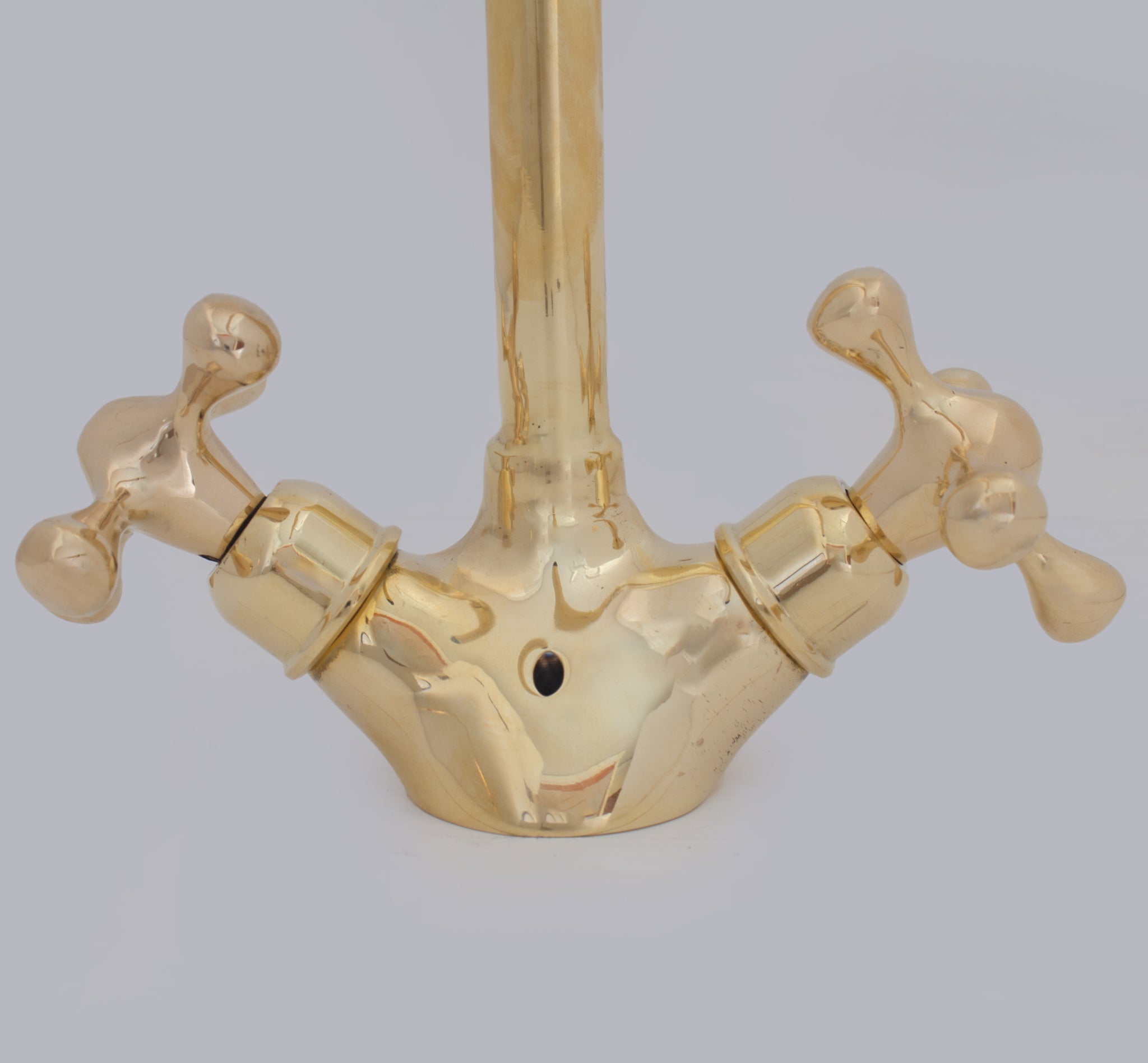 Unlacquered Brass Single-Hole Bathroom Faucet | Traditional Cross Handles alternate view 5