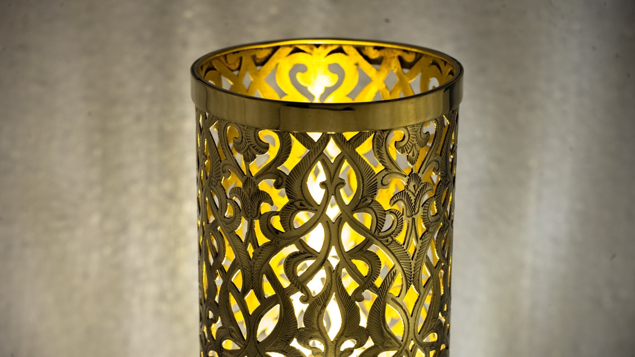Unlacquered Brass Table Light, Pierced Bedside Lamp, Brass Cylinder Base Lamp alternate view 8