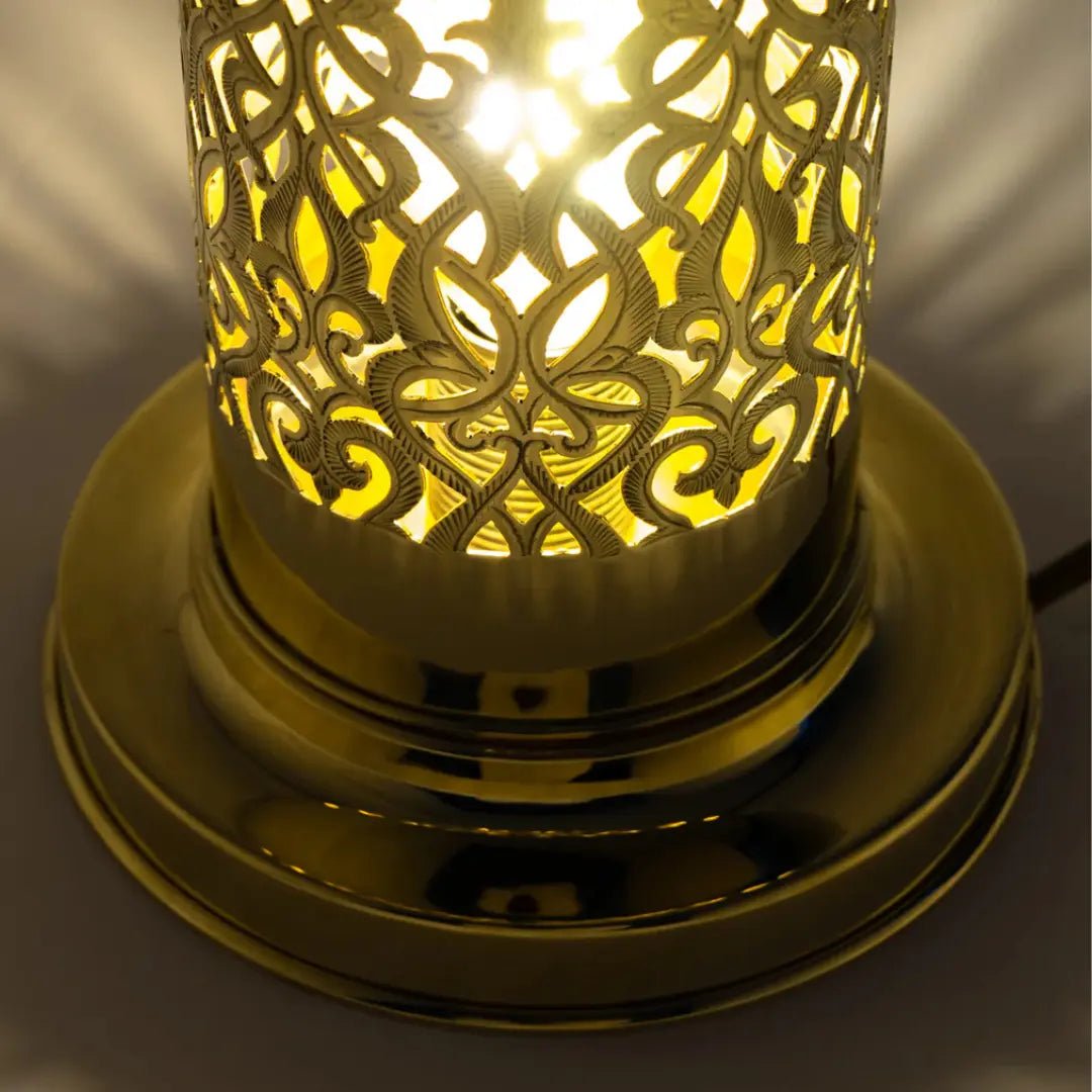 Unlacquered Brass Table Light, Pierced Bedside Lamp, Brass Cylinder Base Lamp alternate view 6