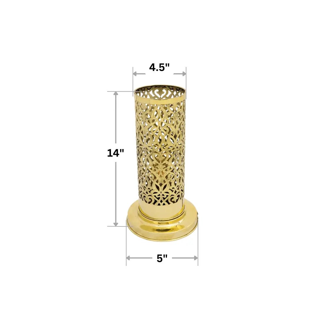 Unlacquered Brass Table Light, Pierced Bedside Lamp, Brass Cylinder Base Lamp alternate view 9