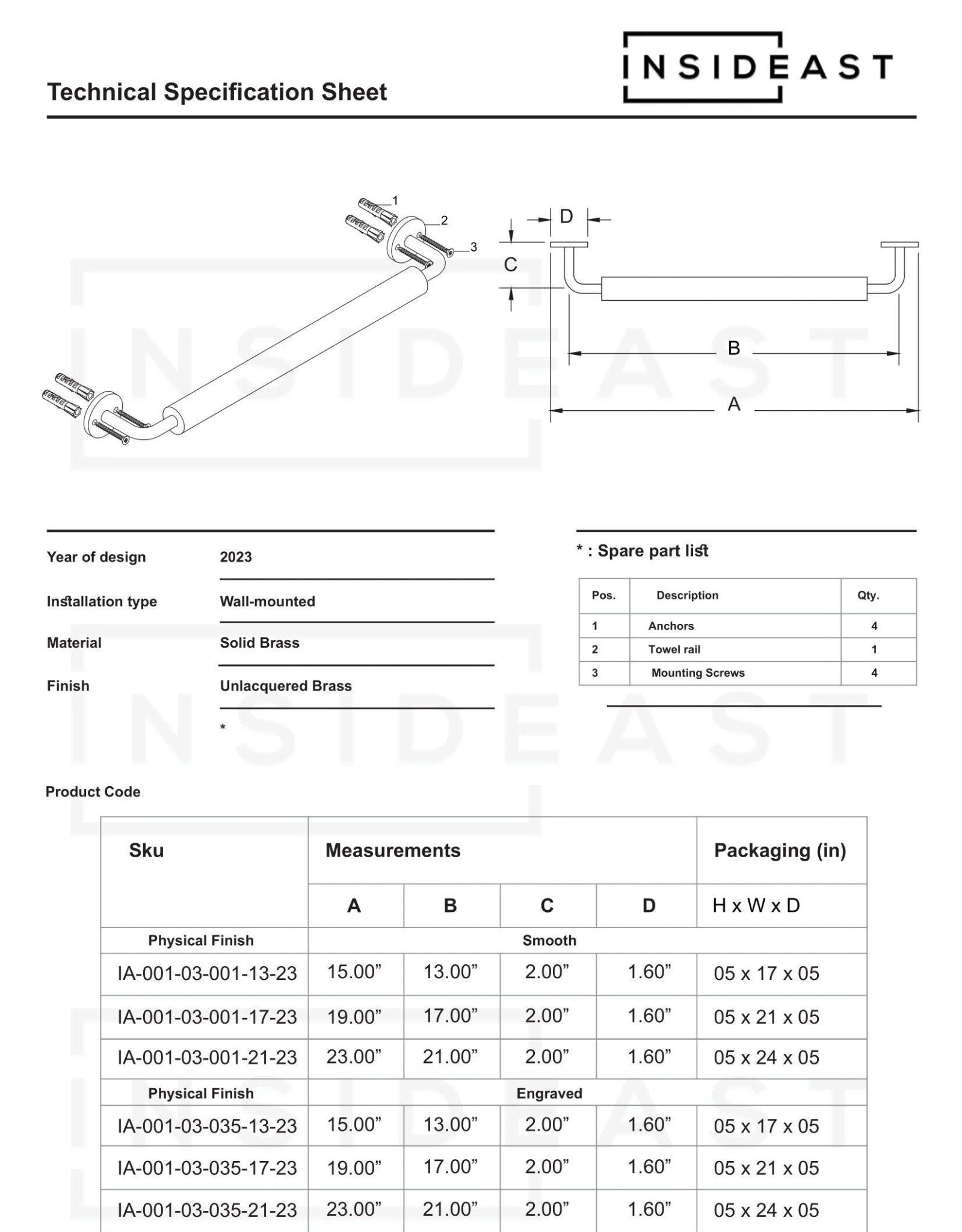 Unlacquered Brass Towel Rail – Bathroom Towel Holder alternate view 8