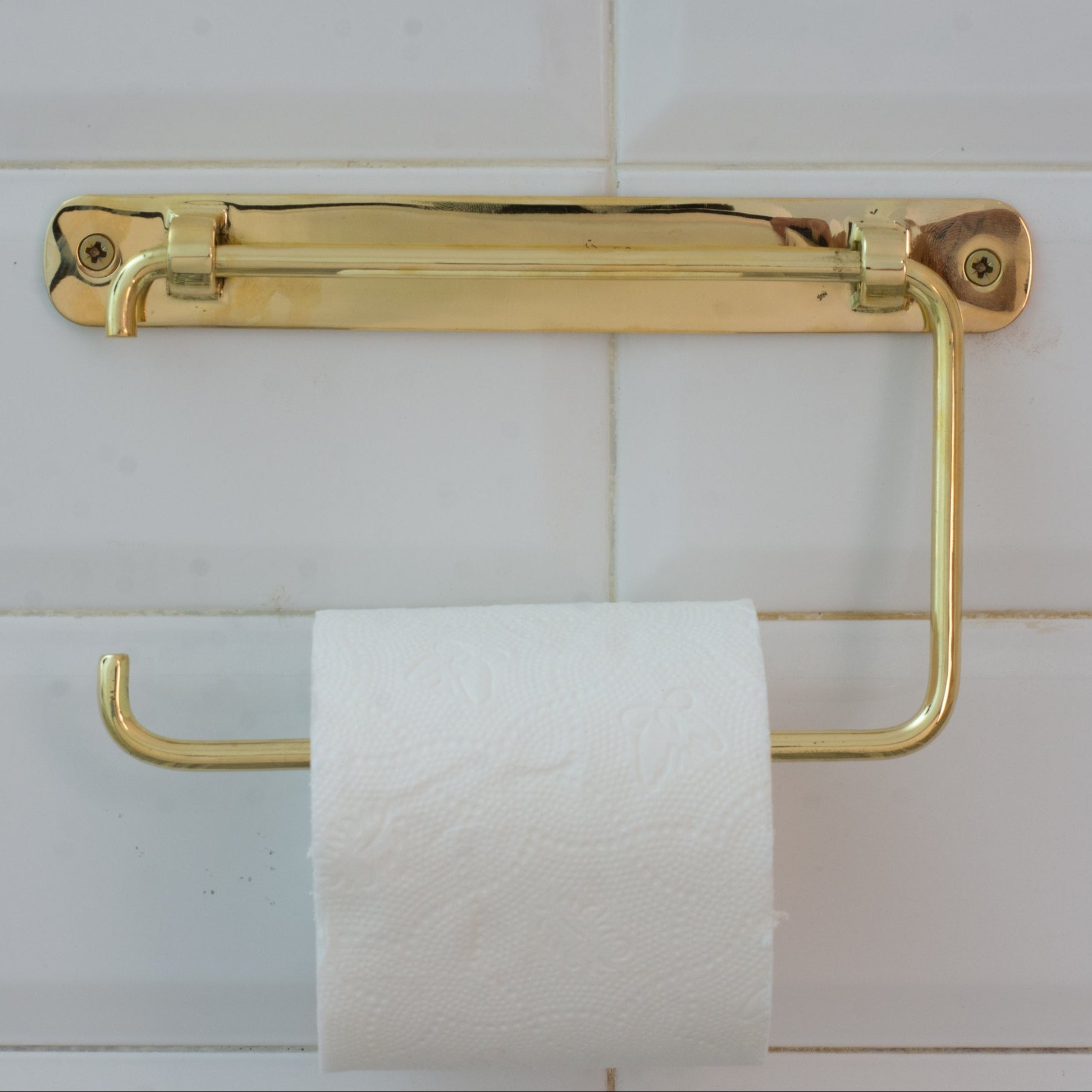 Unlacquered Brass TP Holder | Bathroom Roll Holder With Backplate