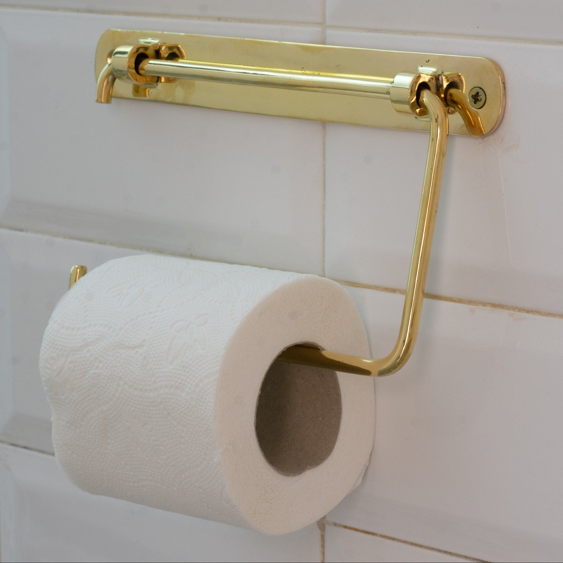 Unlacquered Brass TP Holder | Bathroom Roll Holder With Backplate alternate view 3