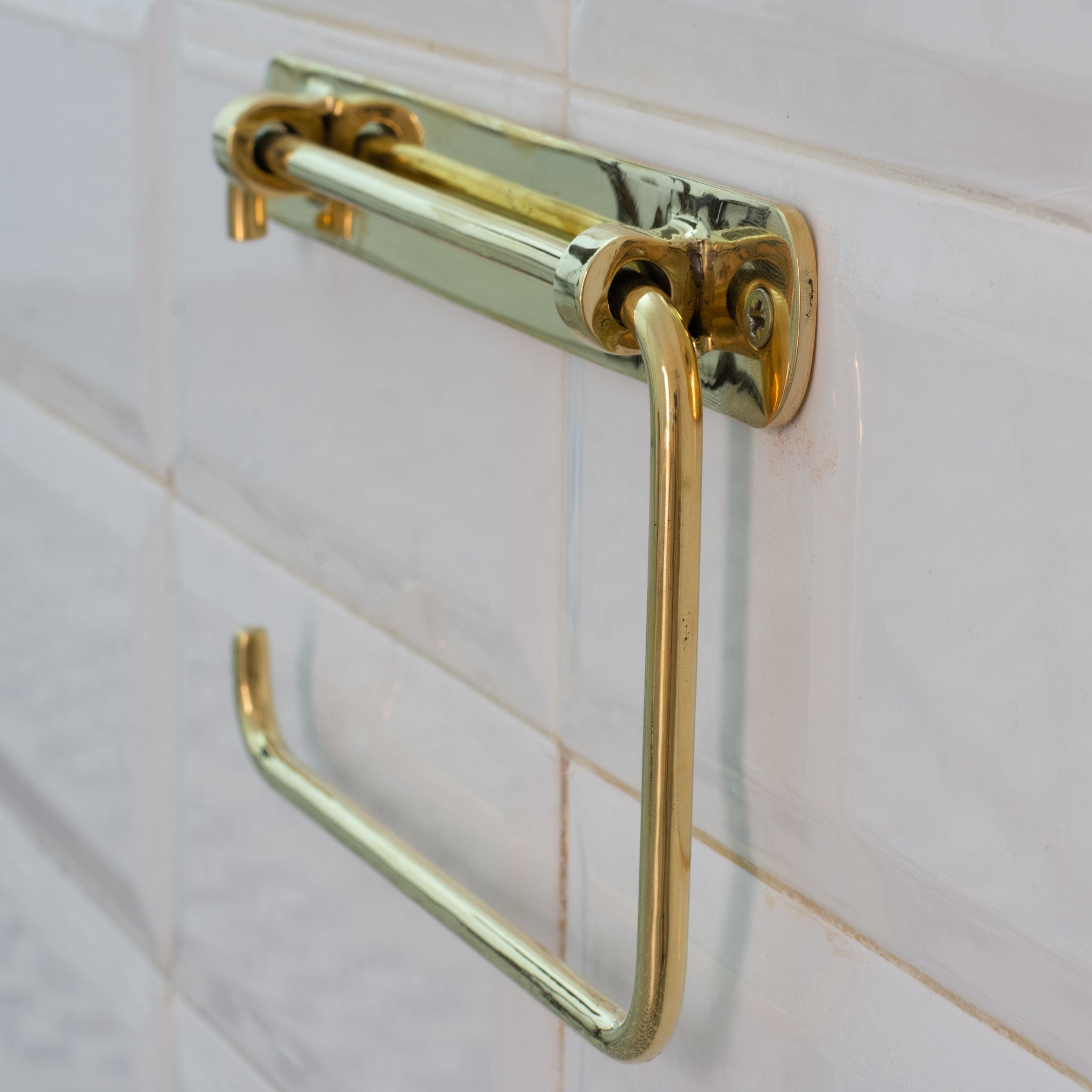 Unlacquered Brass TP Holder | Bathroom Roll Holder With Backplate alternate view 2