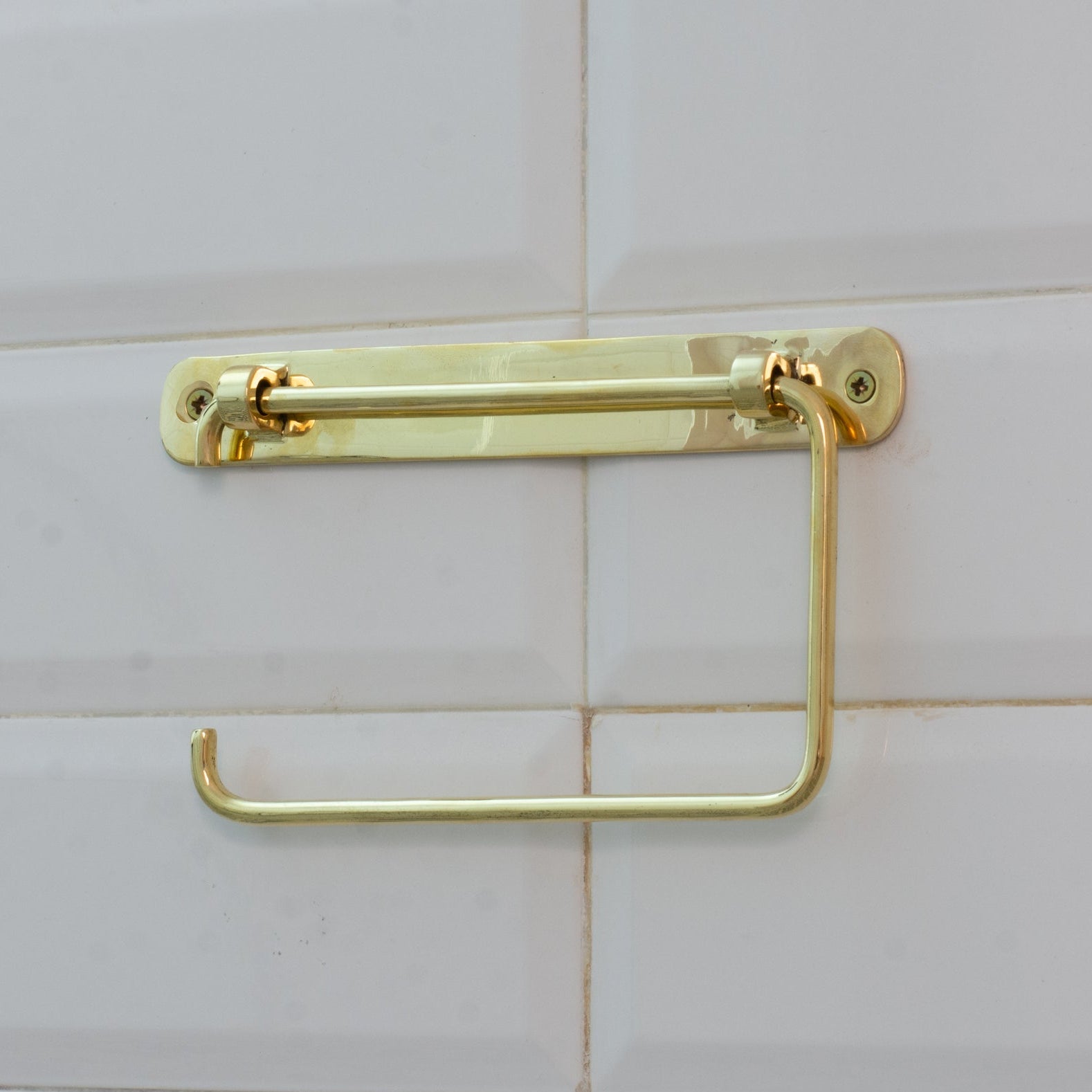 Unlacquered Brass TP Holder | Bathroom Roll Holder With Backplate alternate view 5