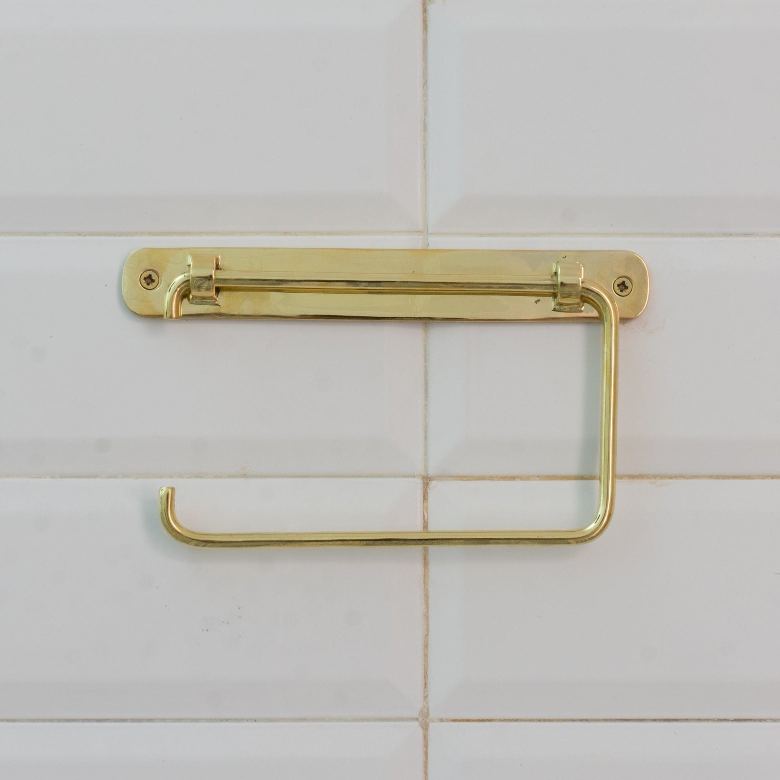 Unlacquered Brass TP Holder | Bathroom Roll Holder With Backplate alternate view 4