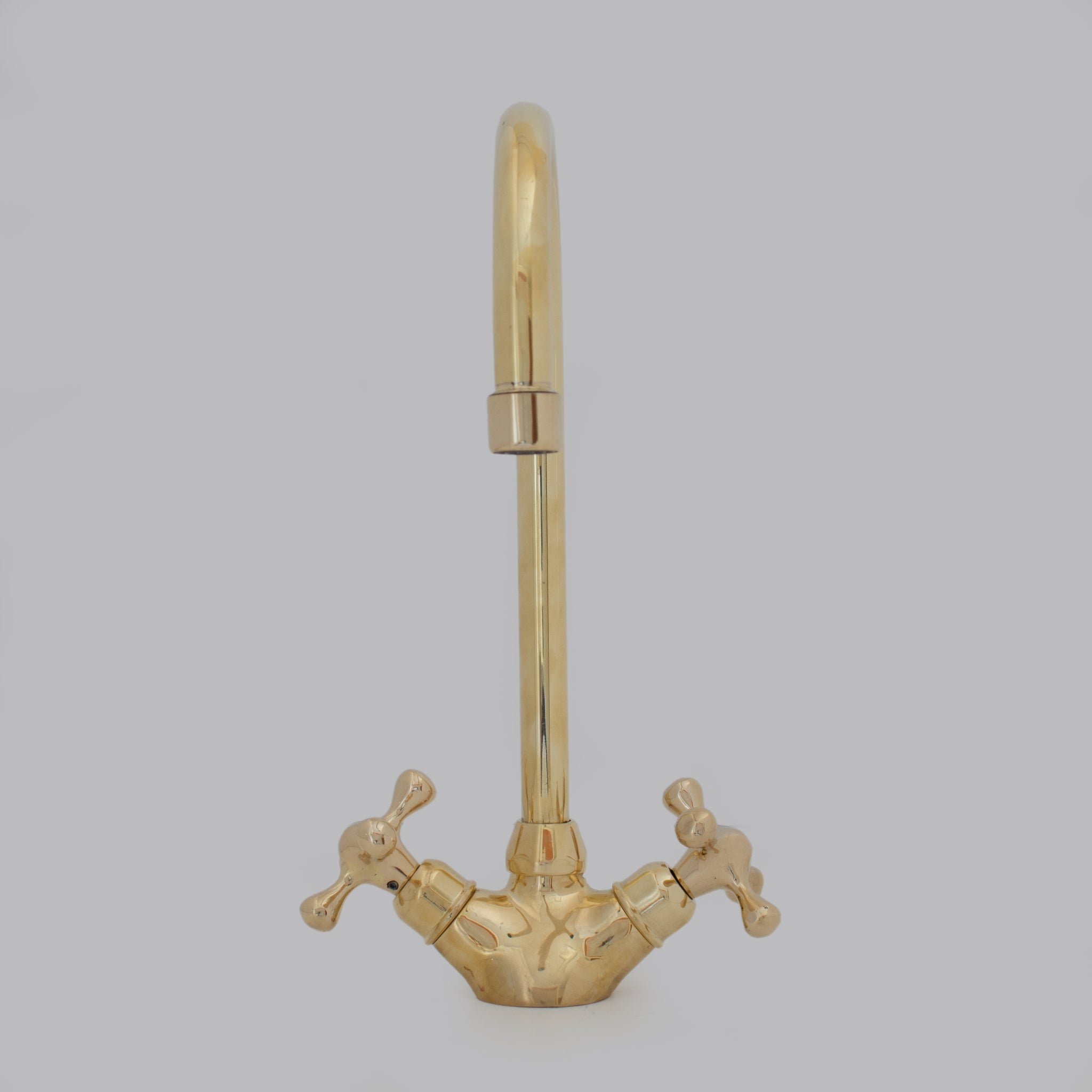 Unlacquered Brass Vanity Sink Faucet, Antique Brass Bathroom Single Hole Faucet alternate view 3