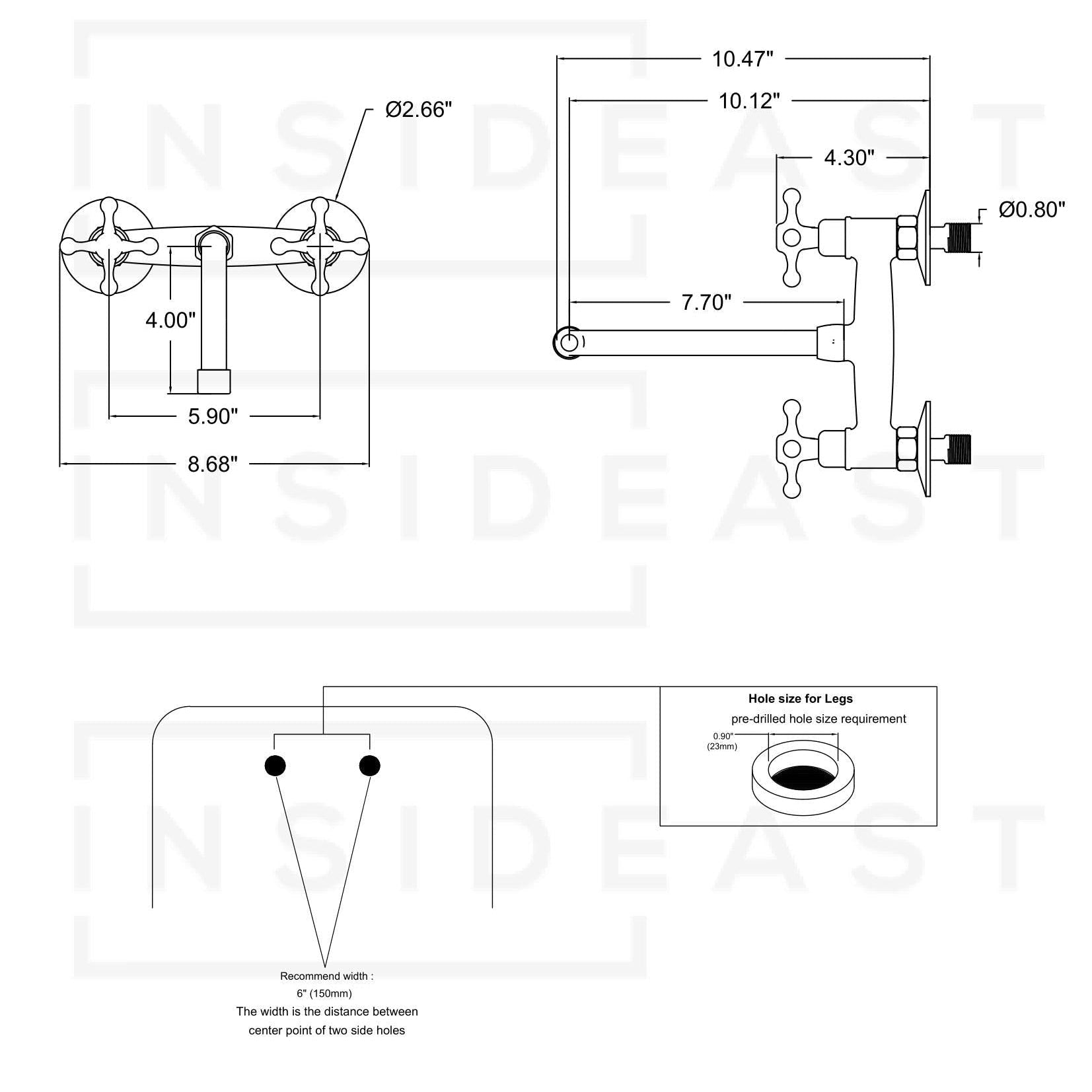 Unlacquered Brass Wall Faucet | Wall-Mounted Bridge Faucet alternate view 13