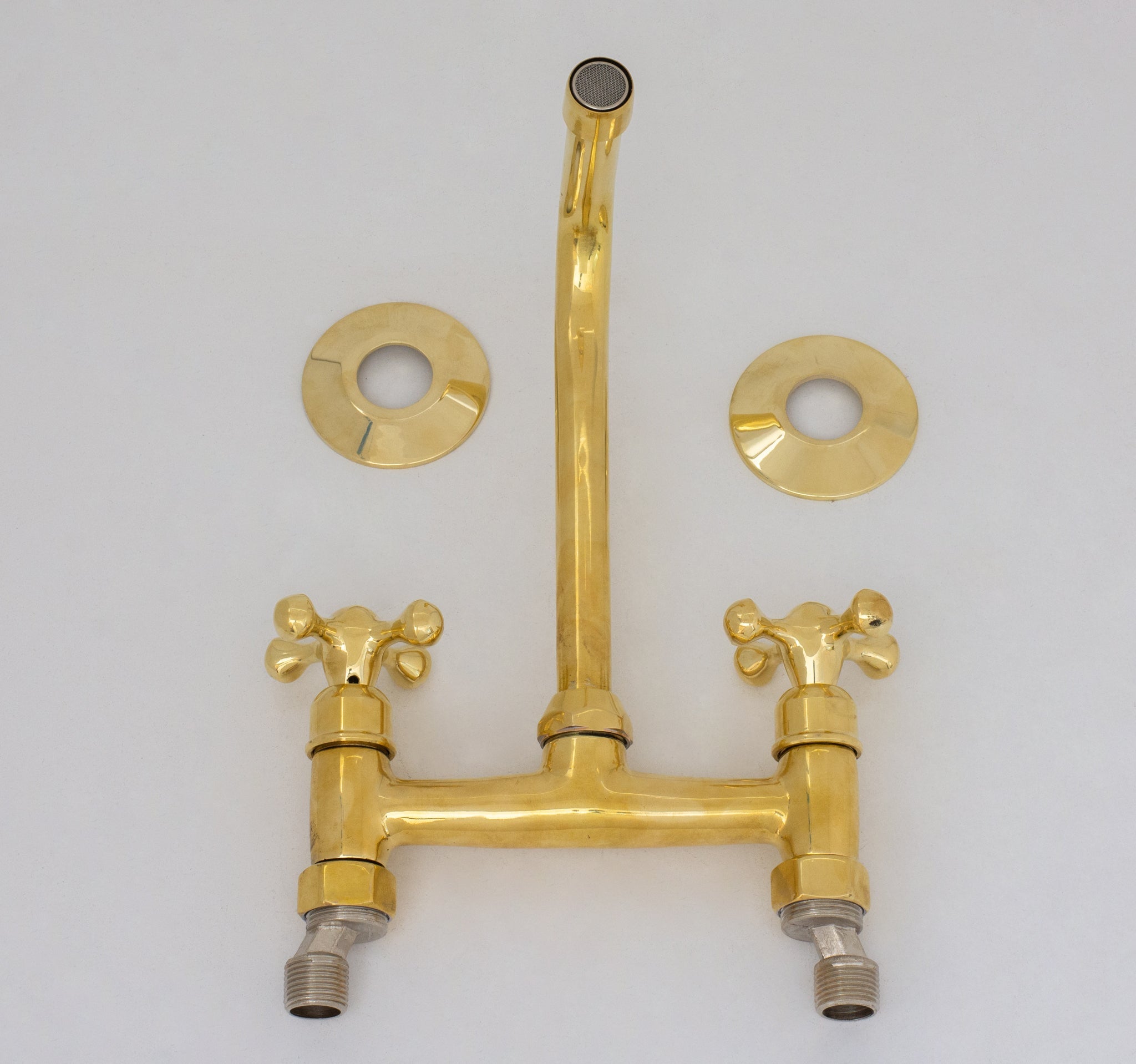 Unlacquered Brass Wall Faucet | Wall-Mounted Bridge Faucet alternate view 7