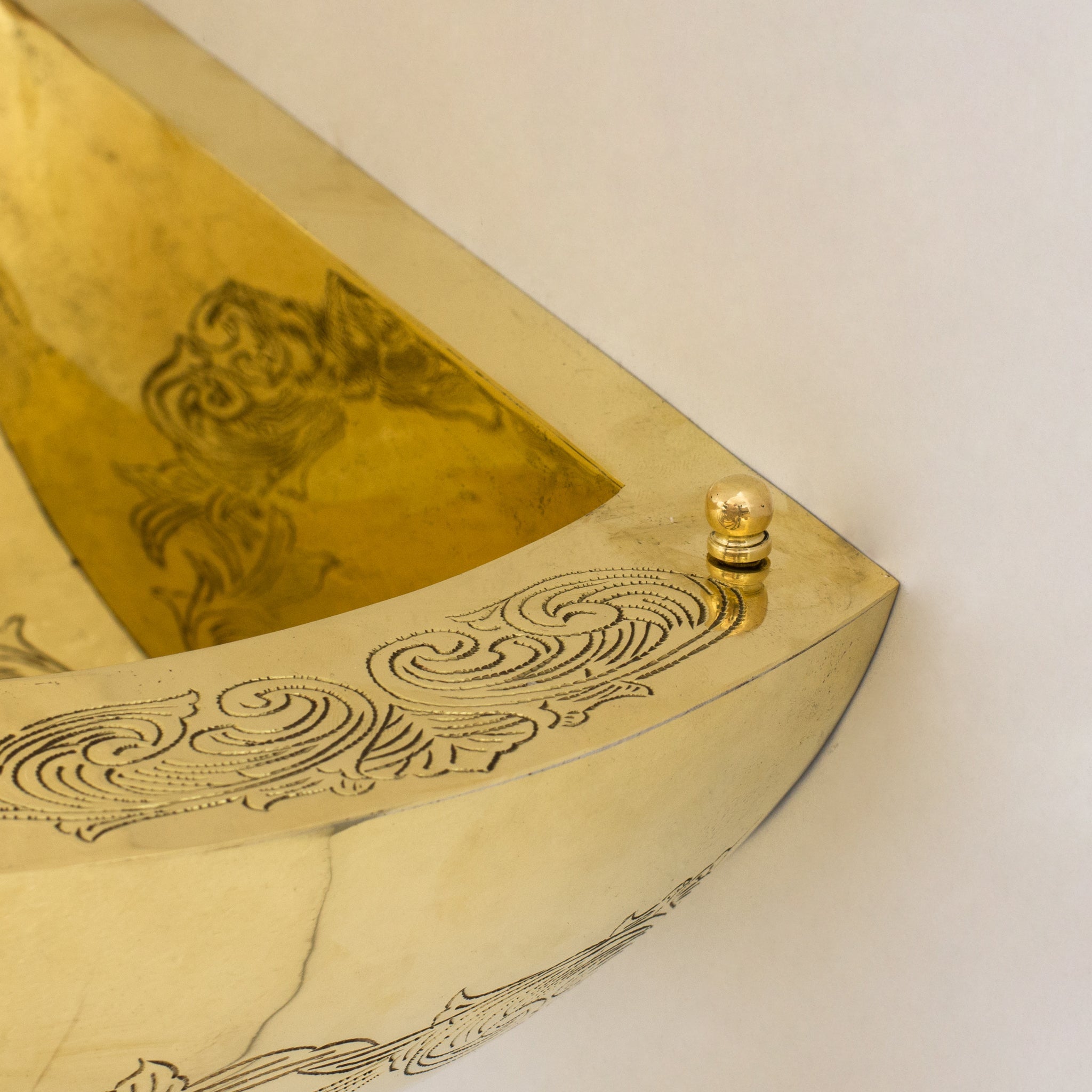 Unlacquered Brass Wall Hung Basin, Engraved Wall-Mounted Bathroom Sink alternate view 10