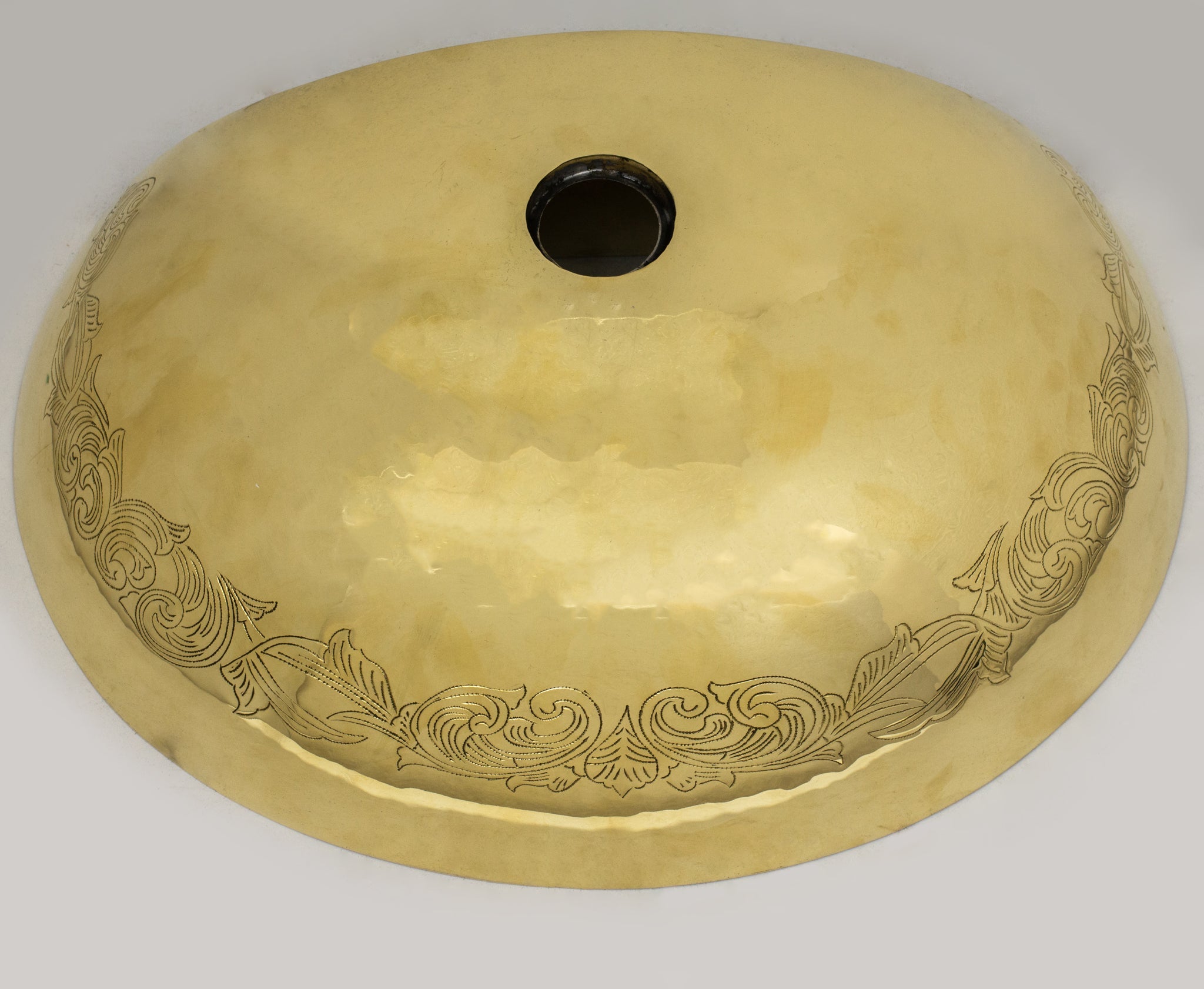 Unlacquered Brass Wall Hung Basin, Engraved Wall-Mounted Bathroom Sink alternate view 7