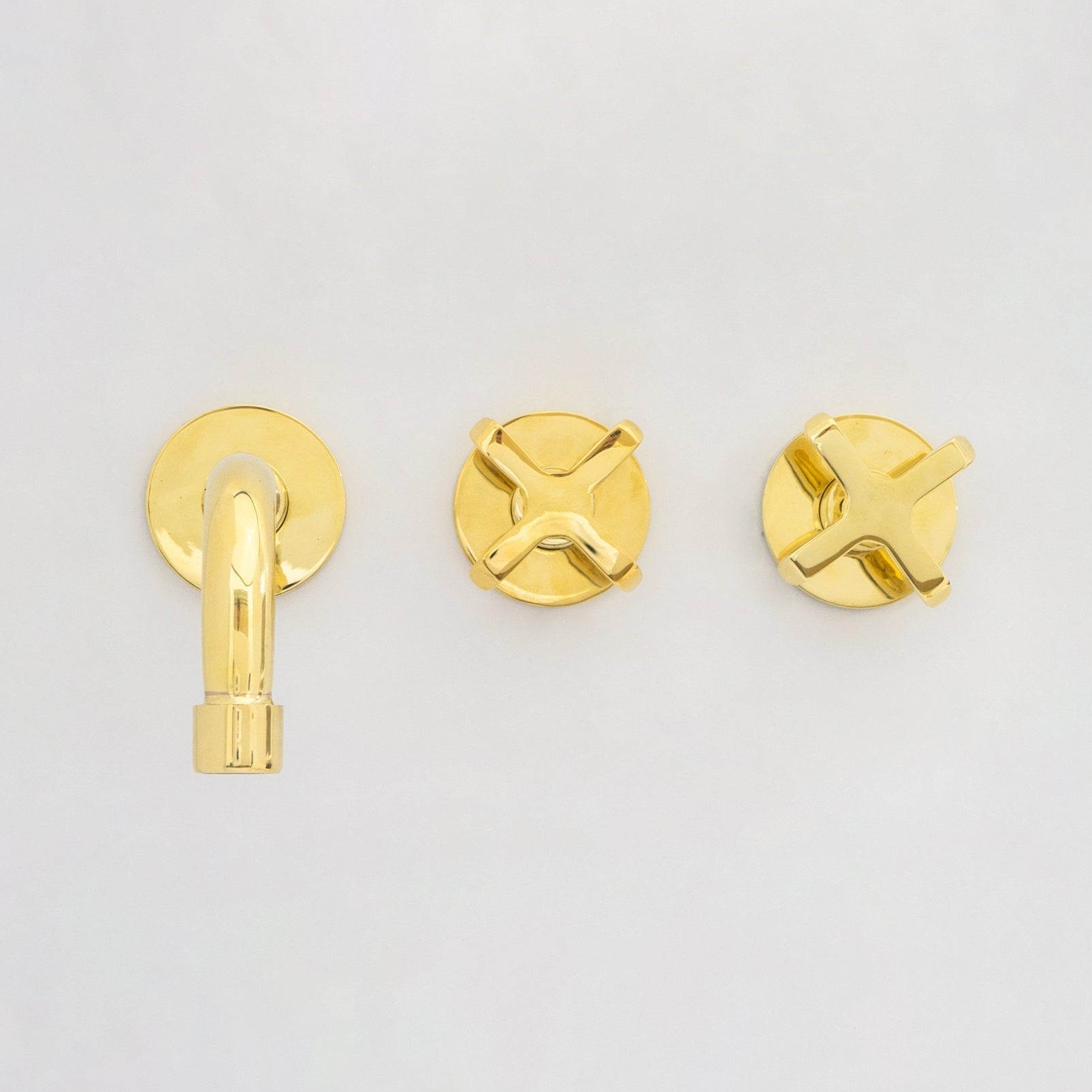 Unlacquered Brass Wall Mount Bathroom Faucet, Solid Brass Concealed Wall Faucet alternate view 4