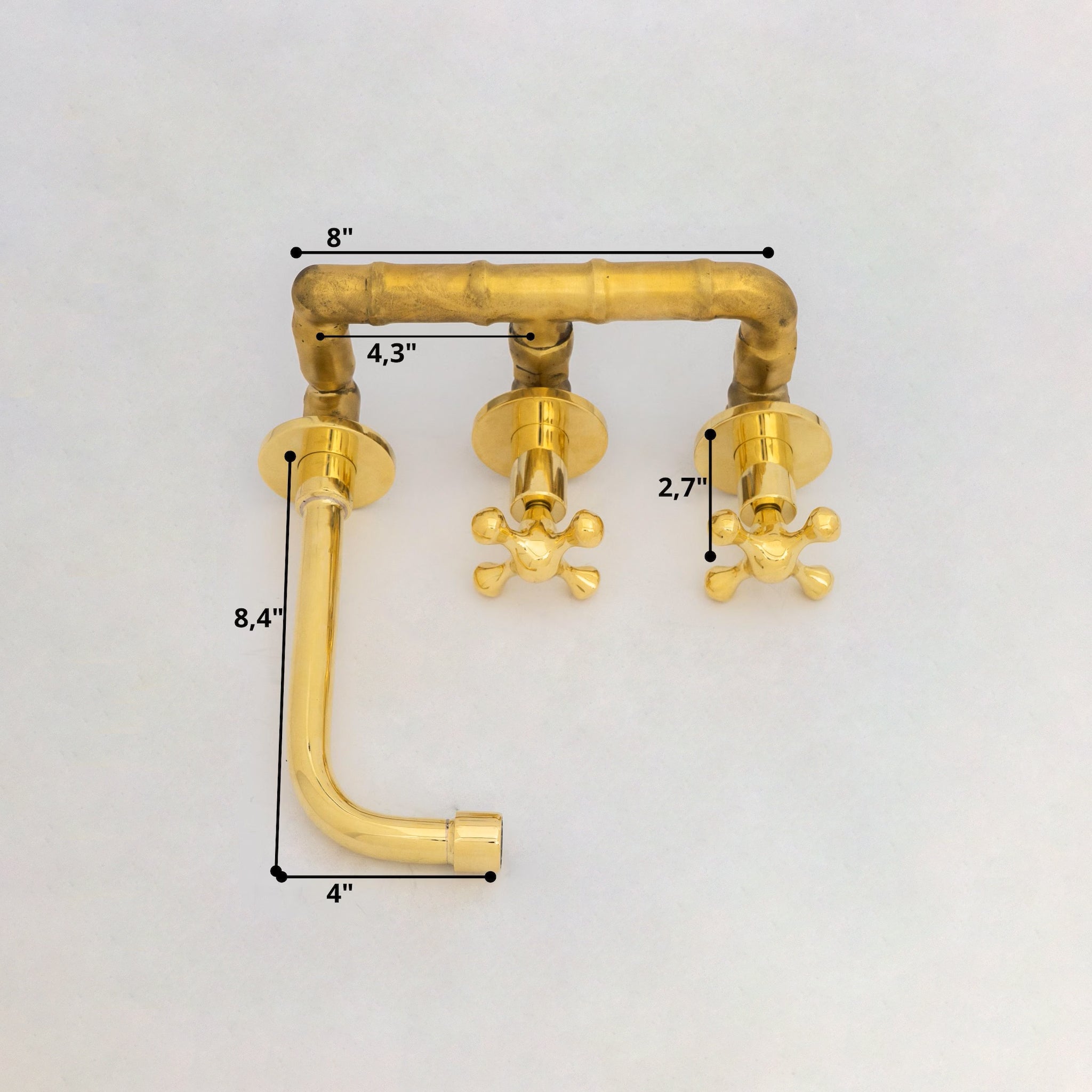 Unlacquered Brass Wall Mount Bathroom Faucet, Solid Brass Concealed Wall Faucet alternate view 11