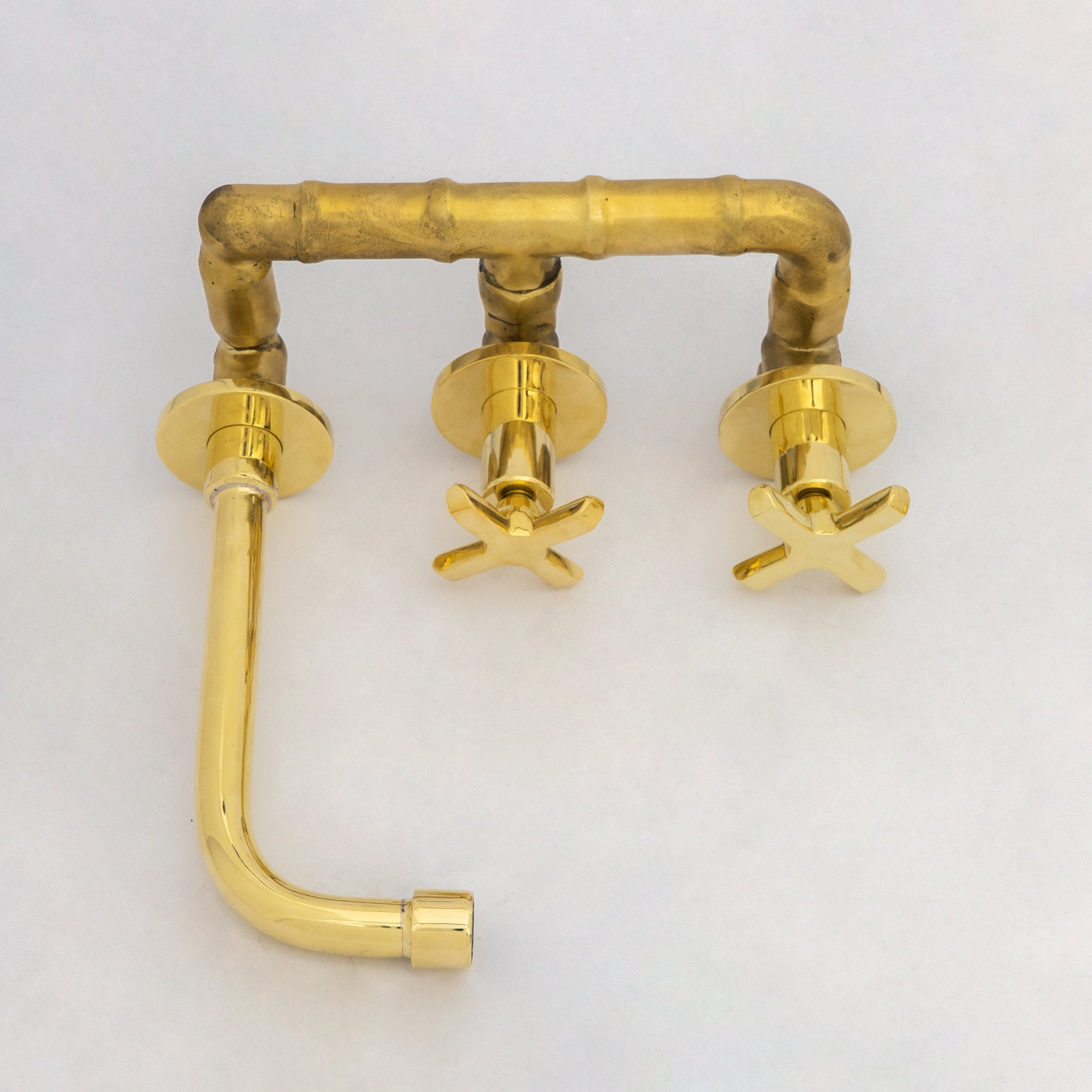Unlacquered Brass Wall Mount Bathroom Faucet, Solid Brass Concealed Wall Faucet alternate view 9