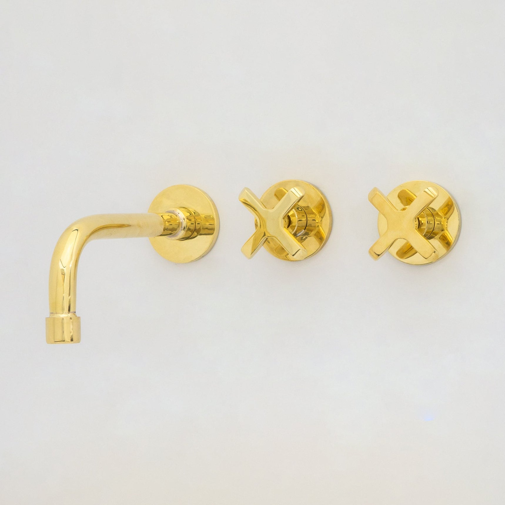 Unlacquered Brass Wall Mount Bathroom Faucet, Solid Brass Concealed Wall Faucet alternate view 2