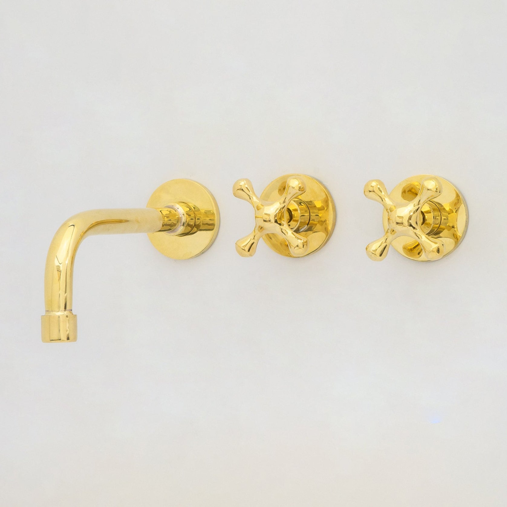 Unlacquered Brass Wall Mount Bathroom Faucet, Solid Brass Concealed Wall Faucet