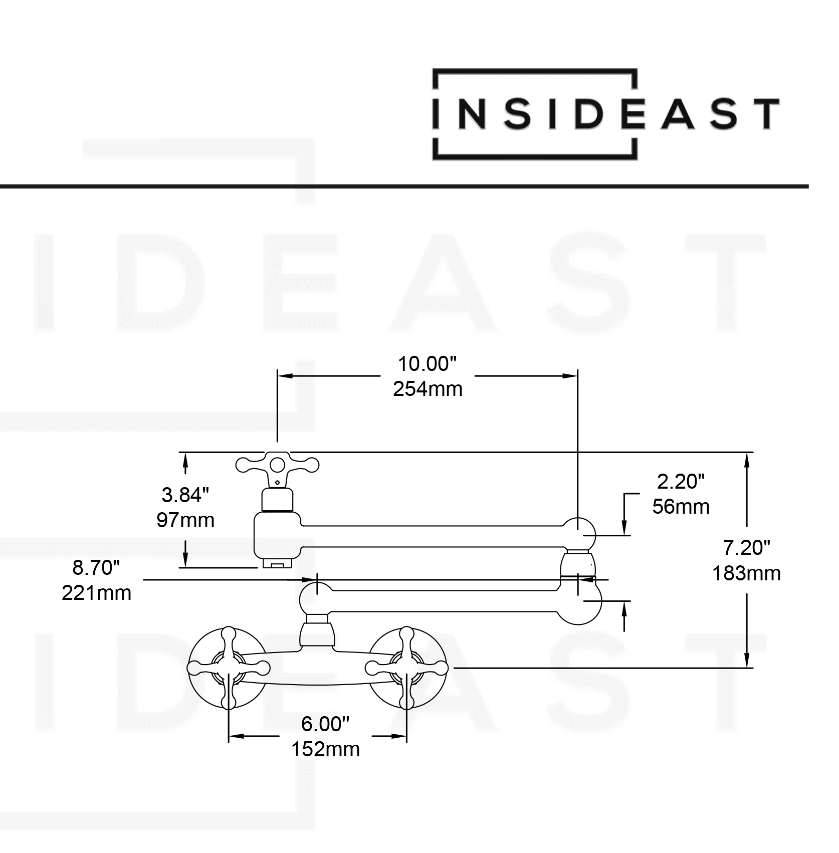 Unlacquered Brass Wall Mount Faucet, Brass Kitchen Faucet, Dual Handle Faucet alternate view 11