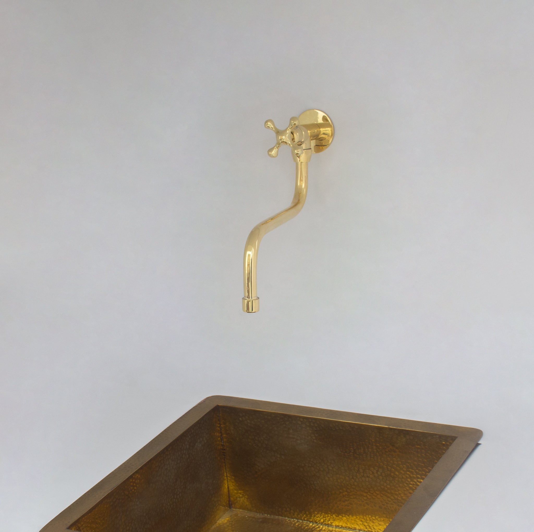 Unlacquered Brass Wall Mount Stove Faucet, Brass Pot Filler Faucet With Swiveling Neck alternate view 10