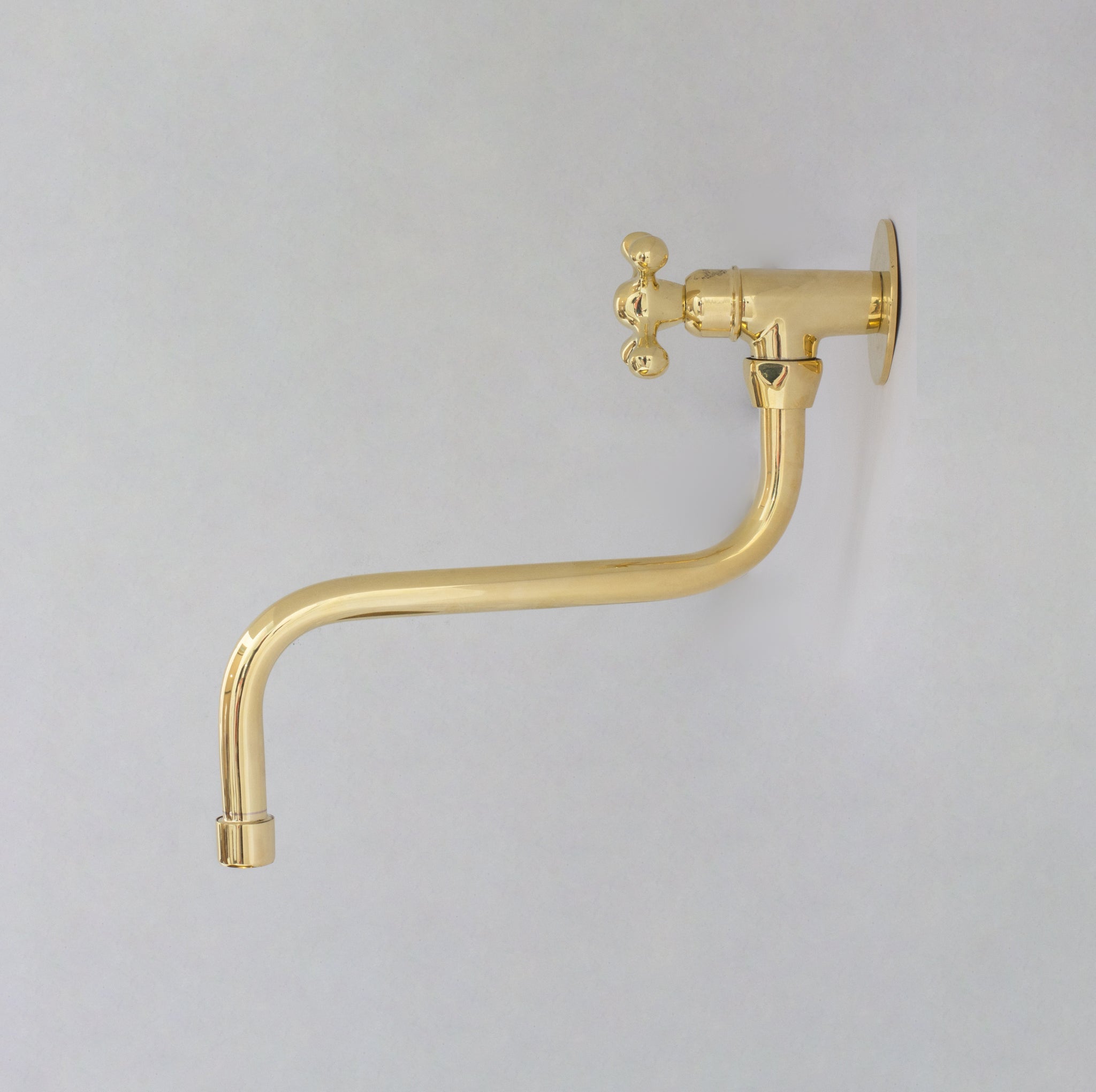 Unlacquered Brass Wall Mount Stove Faucet, Brass Pot Filler Faucet With Swiveling Neck alternate view 8
