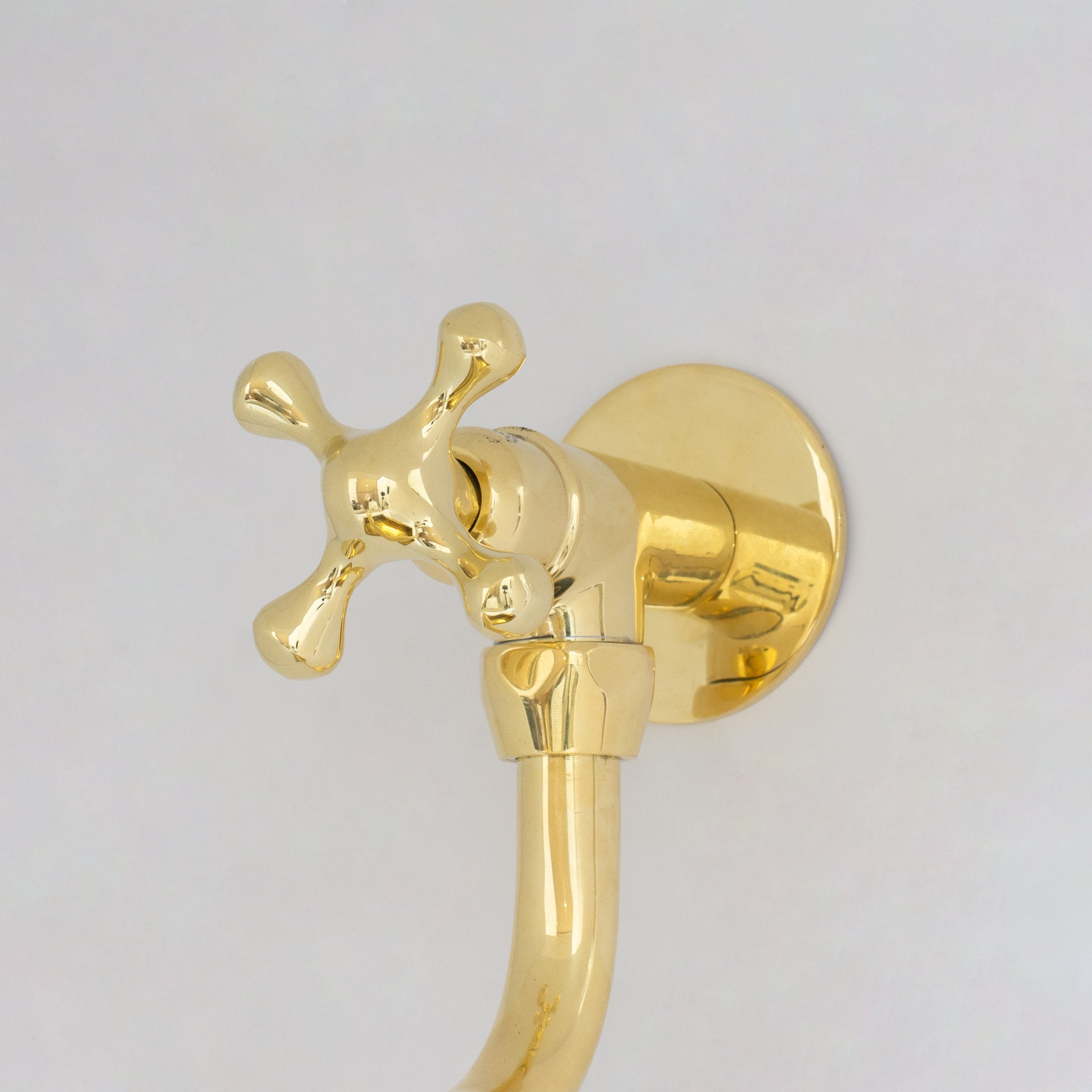 Unlacquered Brass Wall Mount Stove Faucet, Brass Pot Filler Faucet With Swiveling Neck alternate view 4