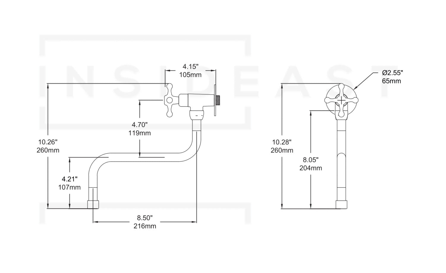 Unlacquered Brass Wall Mount Stove Faucet, Brass Pot Filler Faucet With Swiveling Neck alternate view 14