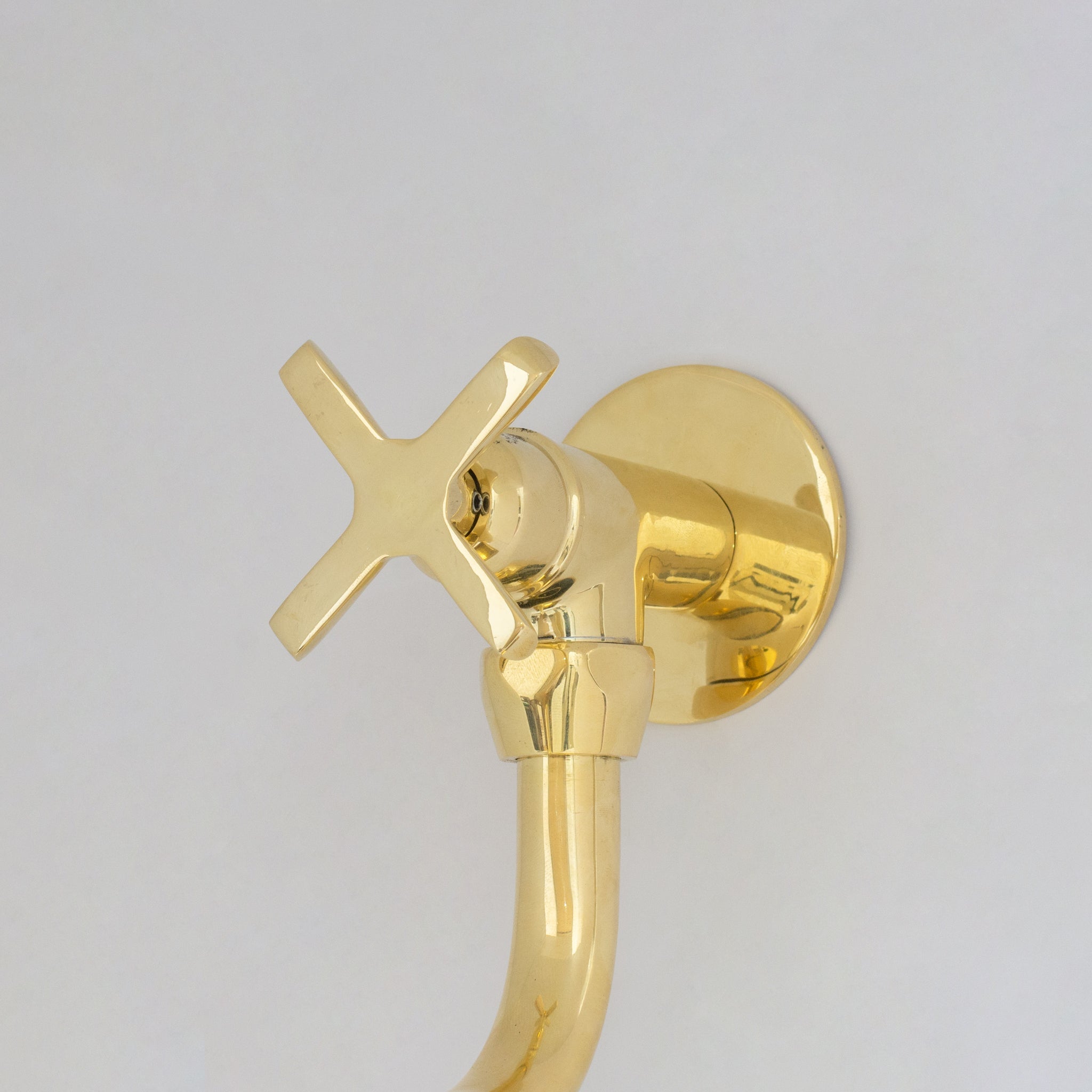 Unlacquered Brass Wall Mount Stove Faucet, Brass Pot Filler Faucet With Swiveling Neck alternate view 5