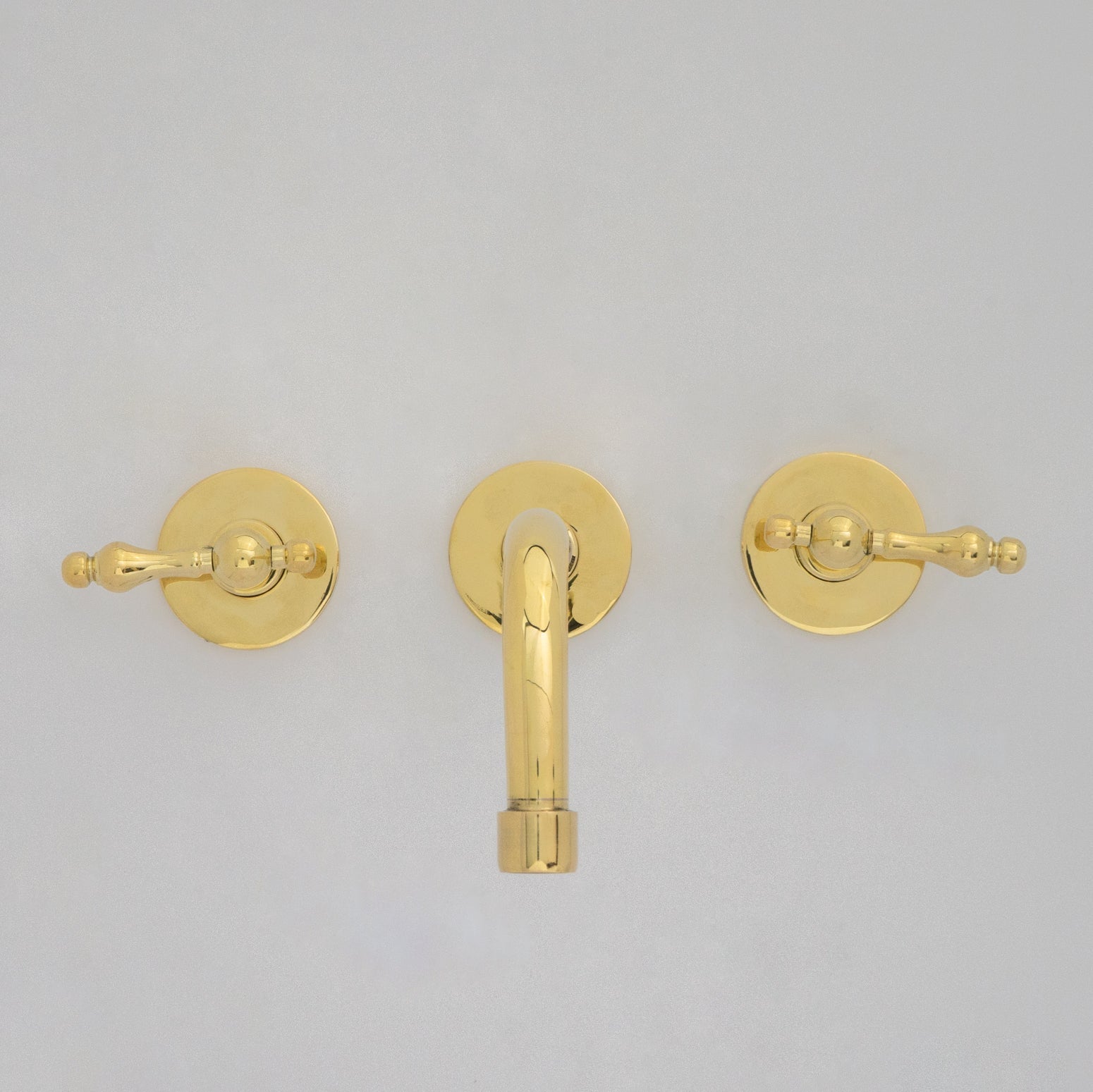 Unlacquered Brass Wall Mounted Bathroom Vessel Sink, Built In Vanity Faucet With Cross Handles alternate view 7