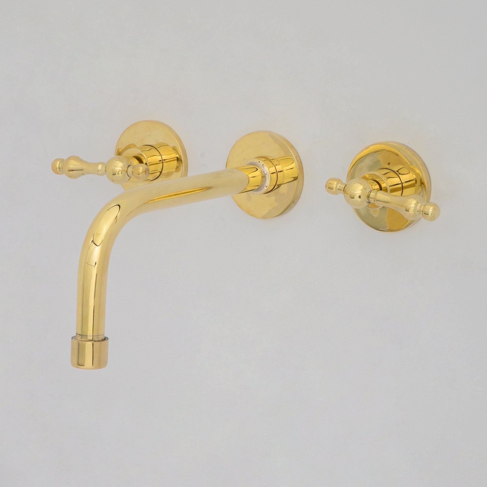 Unlacquered Brass Wall Mounted Bathroom Vessel Sink, Built In Vanity Faucet With Cross Handles alternate view 6