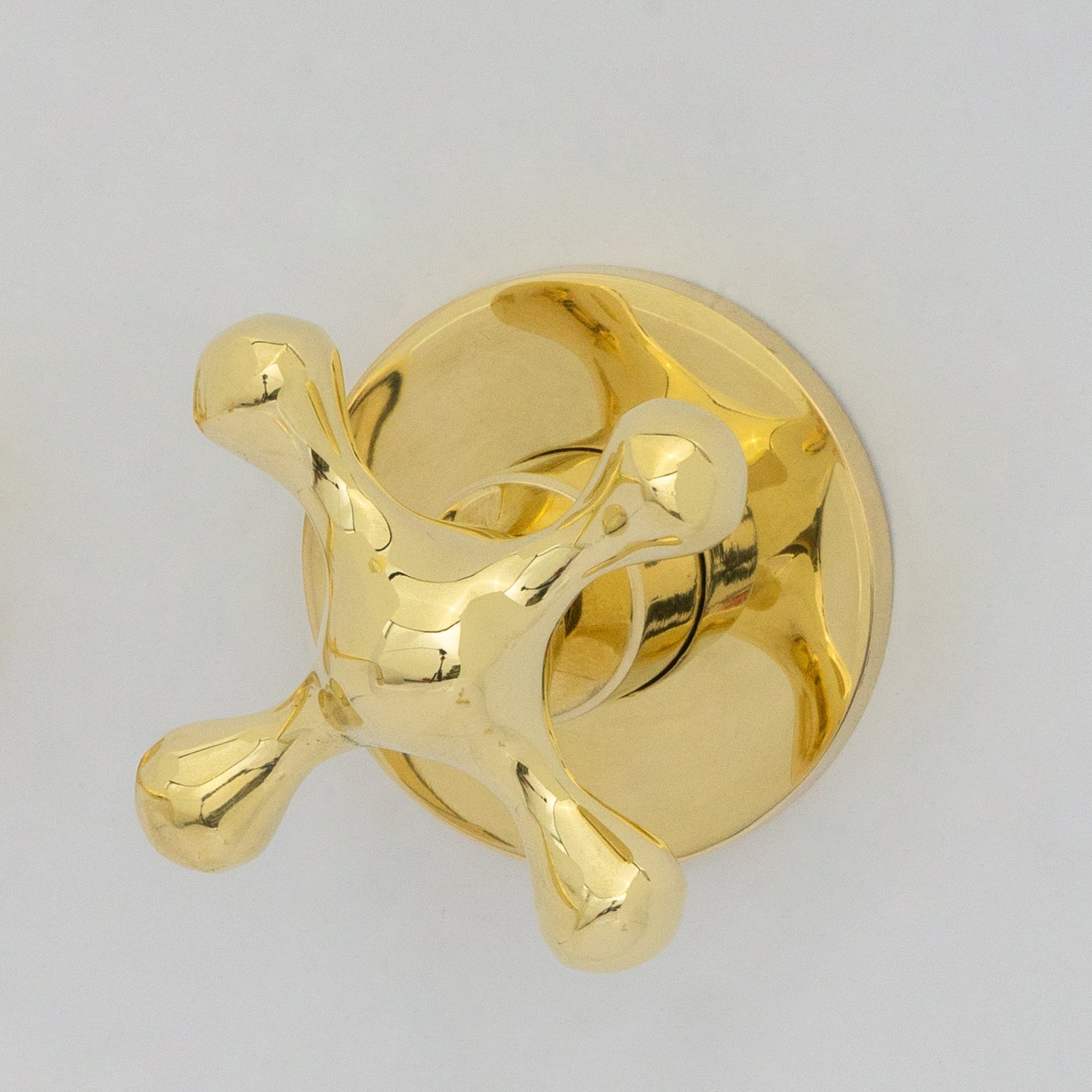 Unlacquered Brass Wall Mounted Bathroom Vessel Sink, Built In Vanity Faucet With Cross Handles alternate view 14