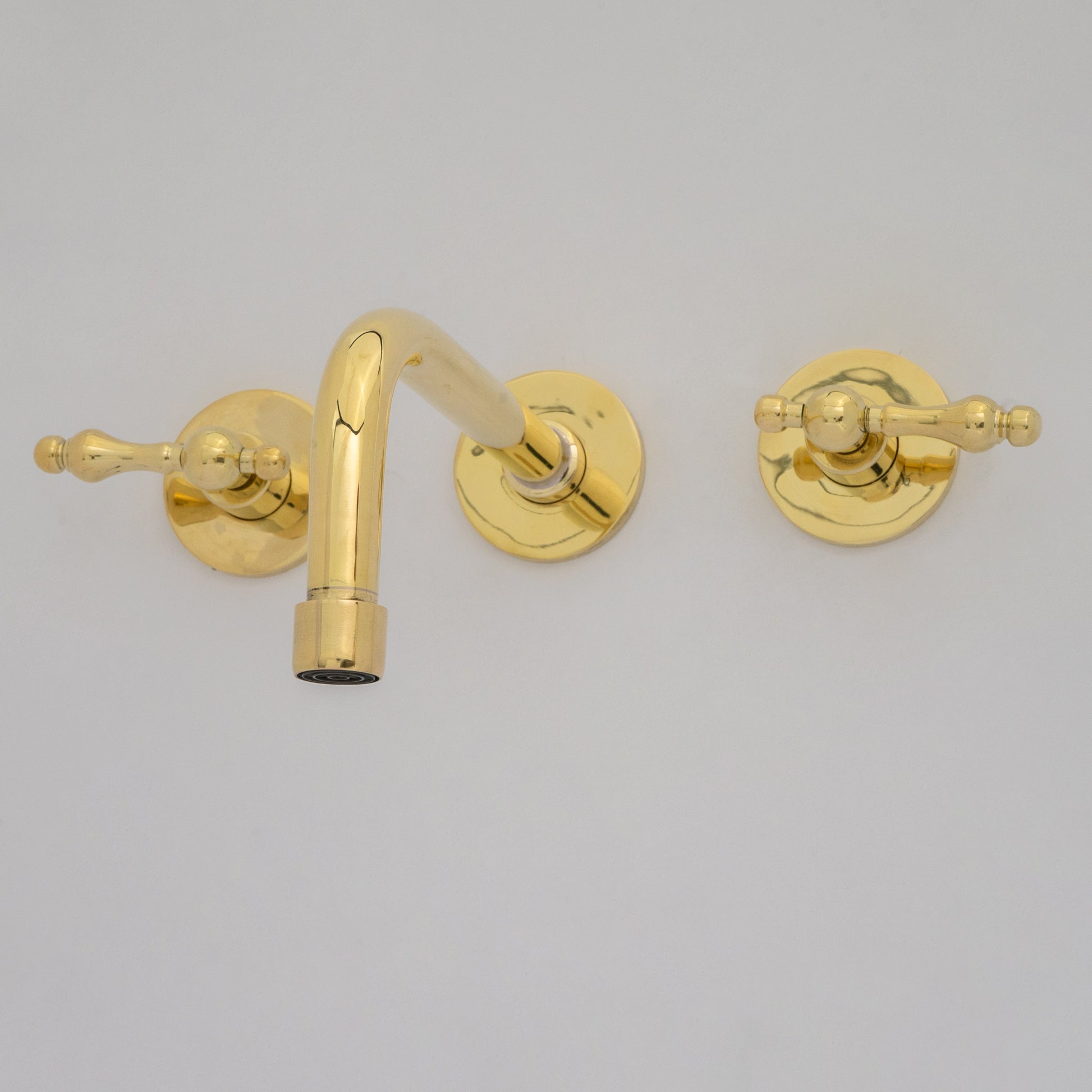 Unlacquered Brass Wall Mounted Bathroom Vessel Sink, Built In Vanity Faucet With Cross Handles alternate view 5