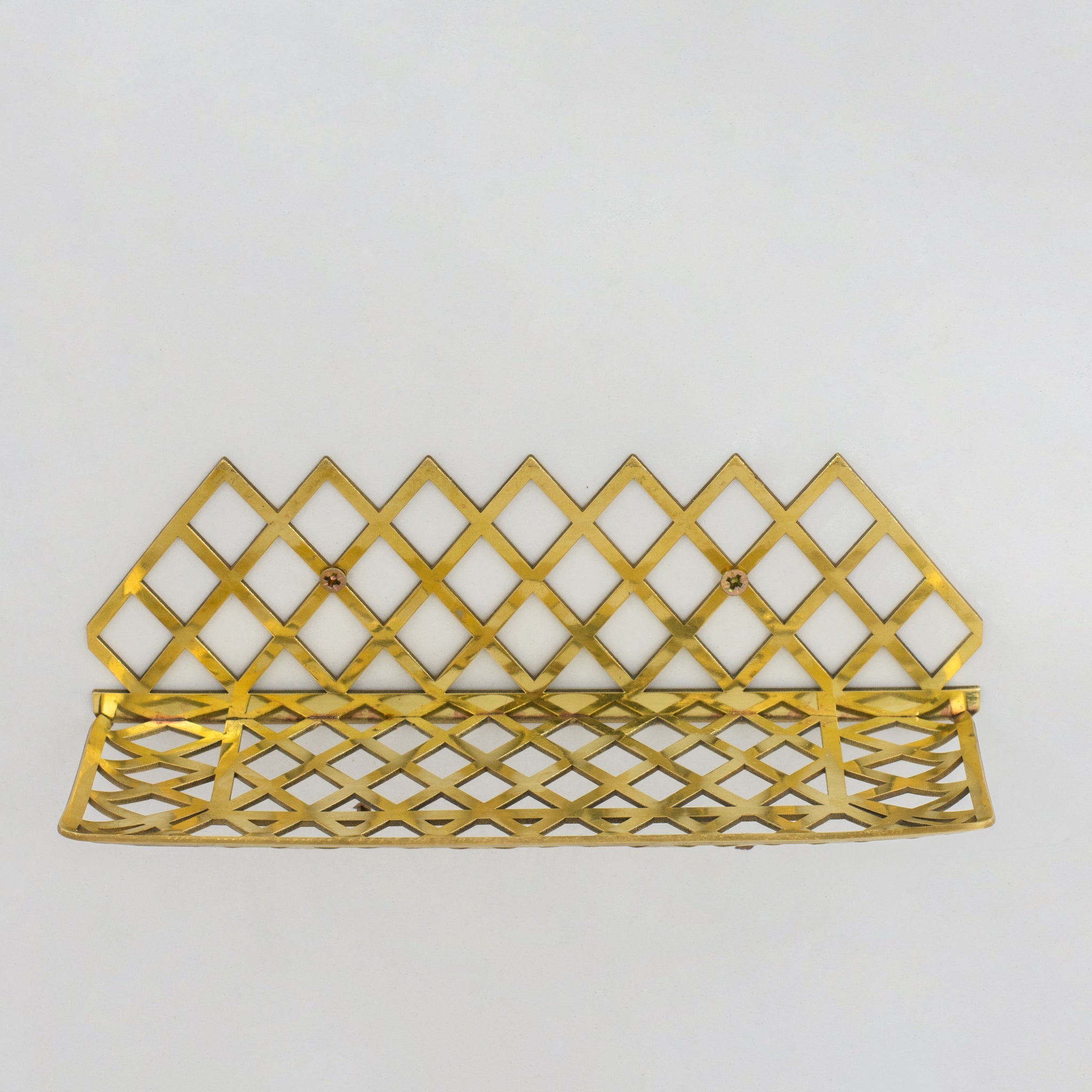Unlacquered Brass Wall Shelf for Shower, Brass Floating Grid Shelf, Shower Draining Shelf alternate view 3