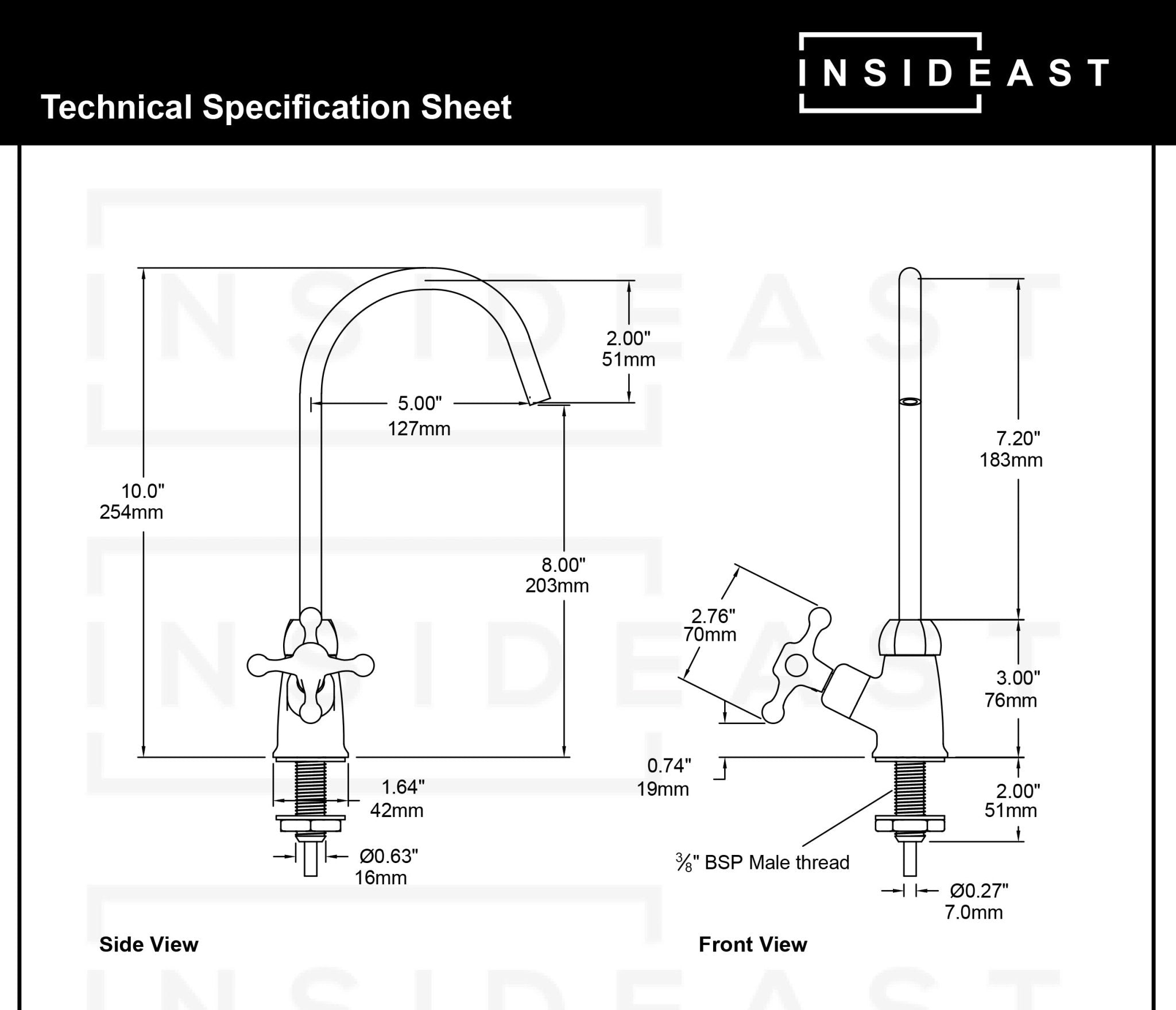 Unlacquered Brass Water Dispenser Kitchen Faucet | Single Hole Cold Water Tap alternate view 13