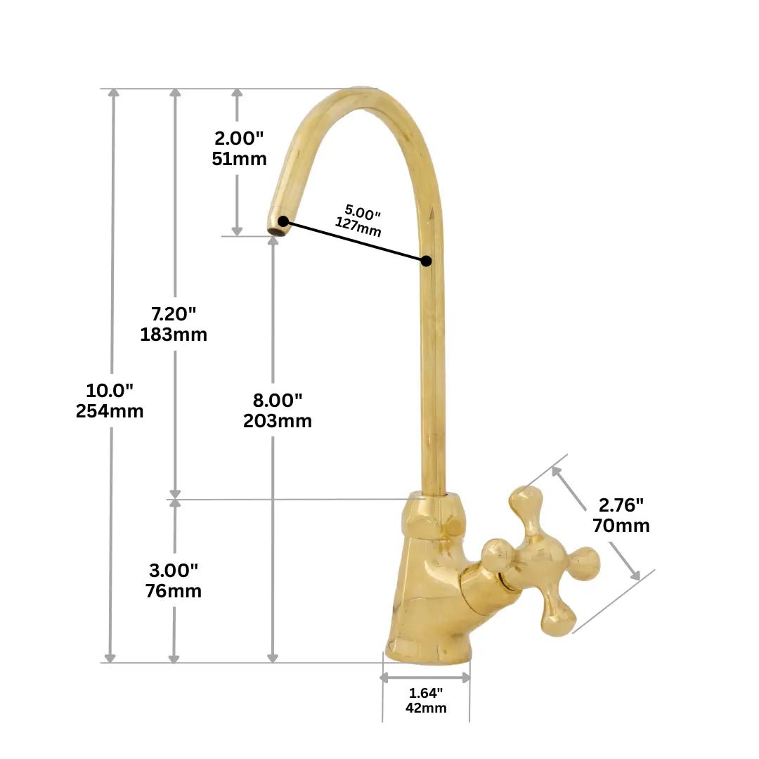Unlacquered Brass Water Dispenser Kitchen Faucet | Single Hole Cold Water Tap alternate view 12