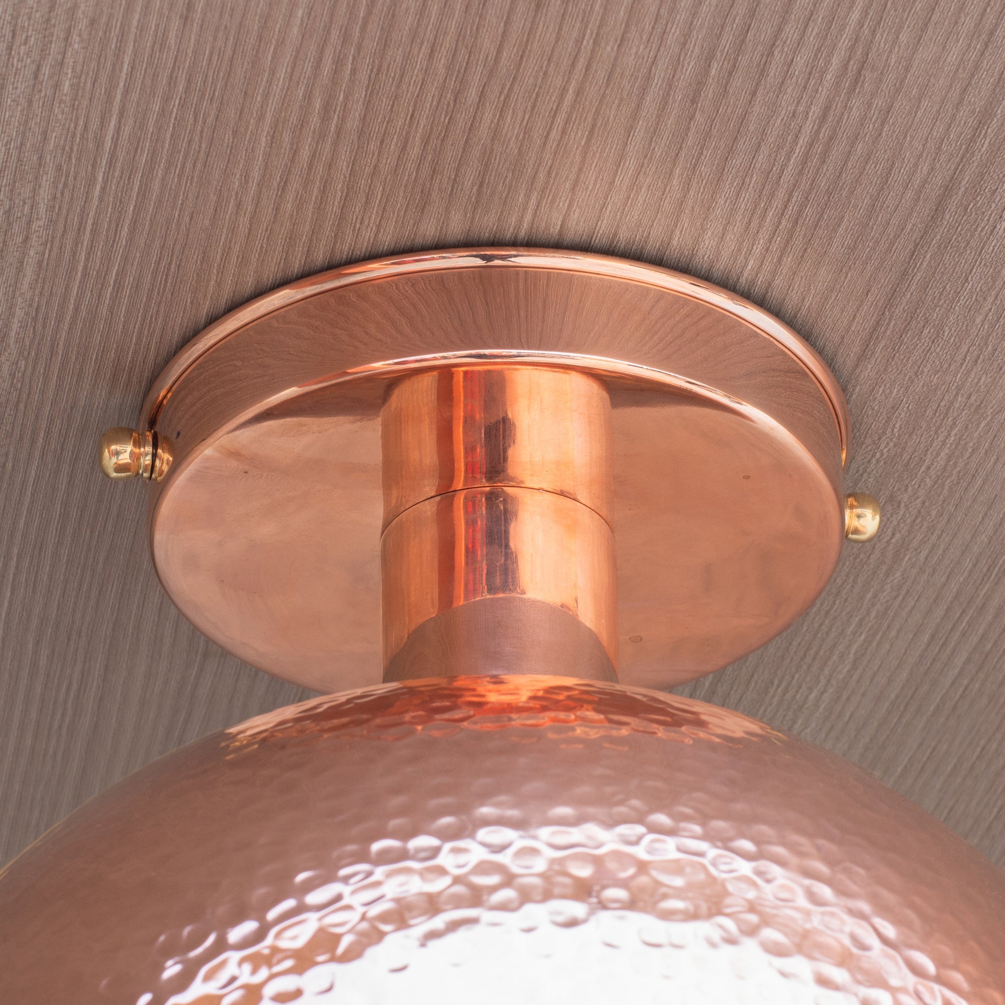 Unlacquered Copper Ceiling Light, Hammered Copper Flush Mount Light, Copper Ceiling Pendant alternate view 3