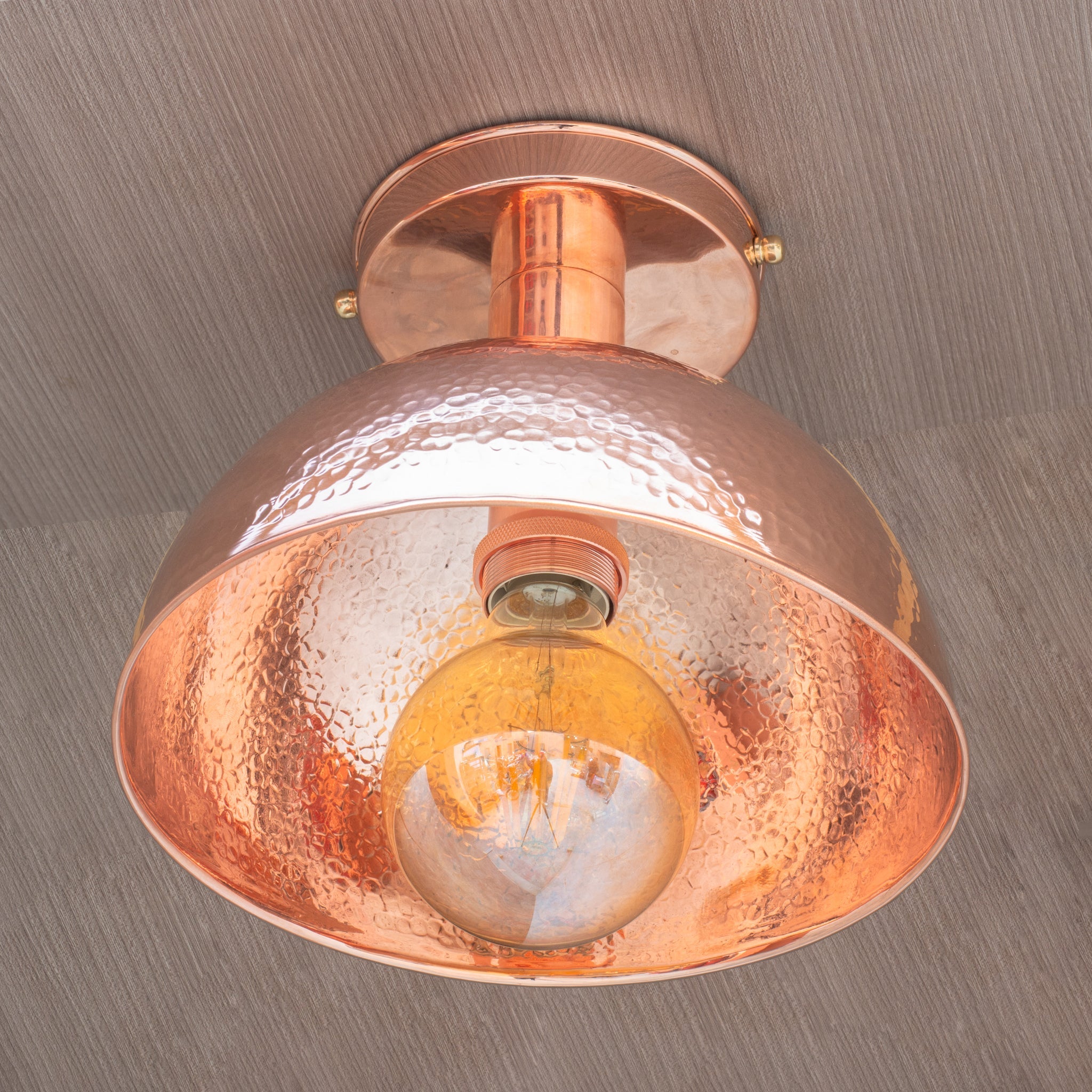 Unlacquered Copper Ceiling Light, Hammered Copper Flush Mount Light, Copper Ceiling Pendant alternate view 2