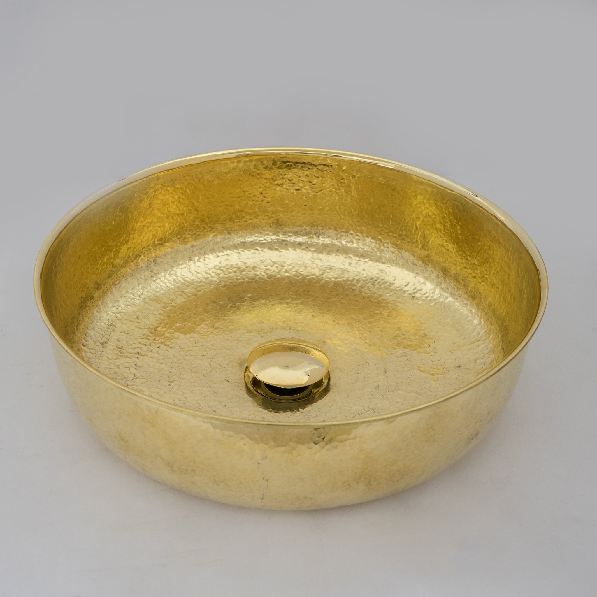 Unlacquered Hammered Brass Countertop Washbasin, Solid Brass Bathroom Vessel Sink alternate view 3