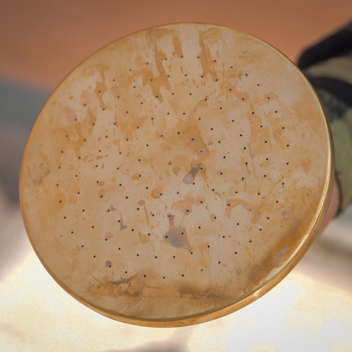 Unlacquered Solid Brass Rain Shower Head, Round Handcrafted Vintage Showerhead alternate view 5