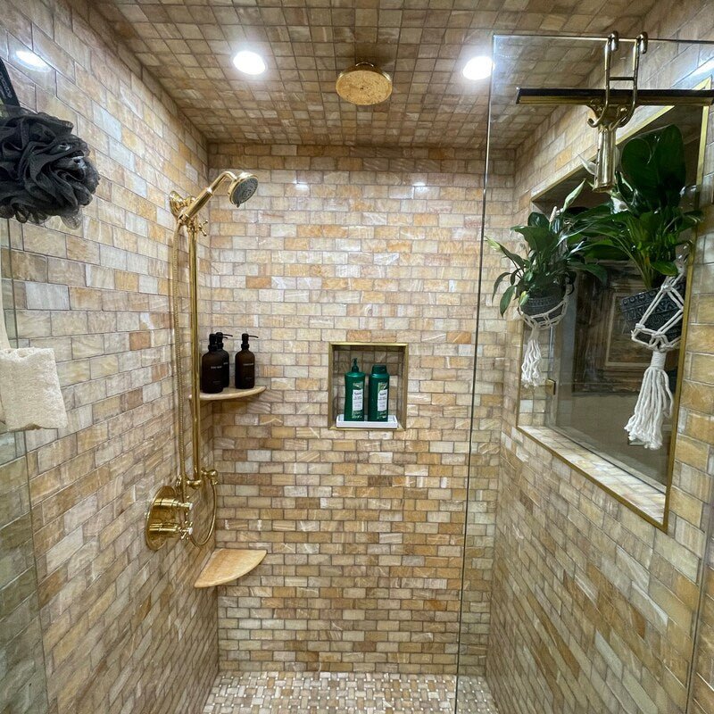 Unlacquered Solid Brass Rain Shower Head, Round Handcrafted Vintage Showerhead alternate view 6