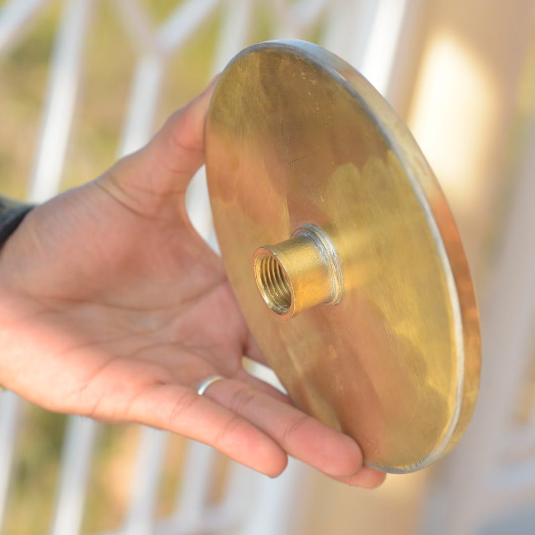 Unlacquered Solid Brass Rain Shower Head, Round Handcrafted Vintage Showerhead alternate view 4