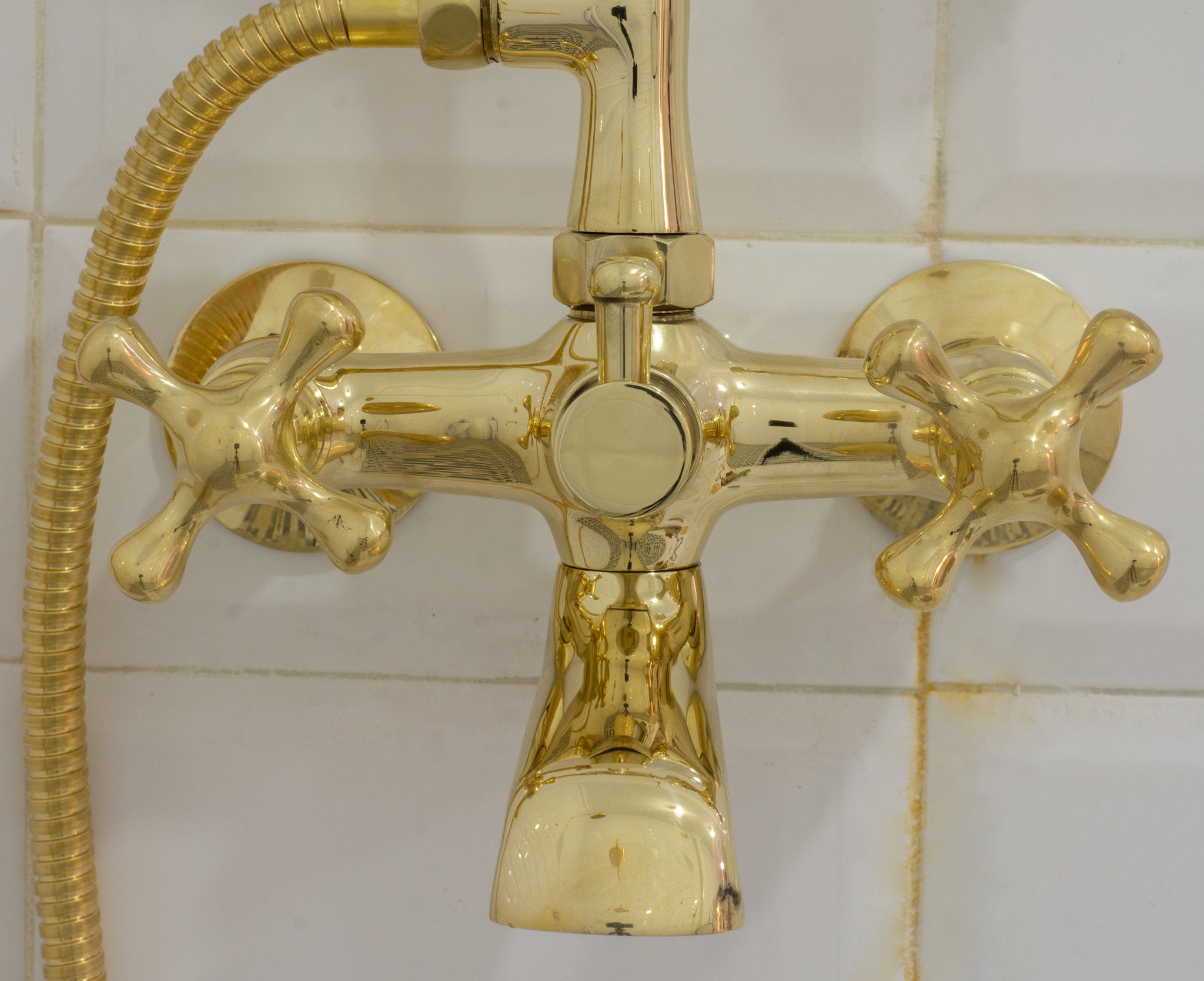 Unlacquered Solid Brass Telephone Tub Filler with Handheld alternate view 5