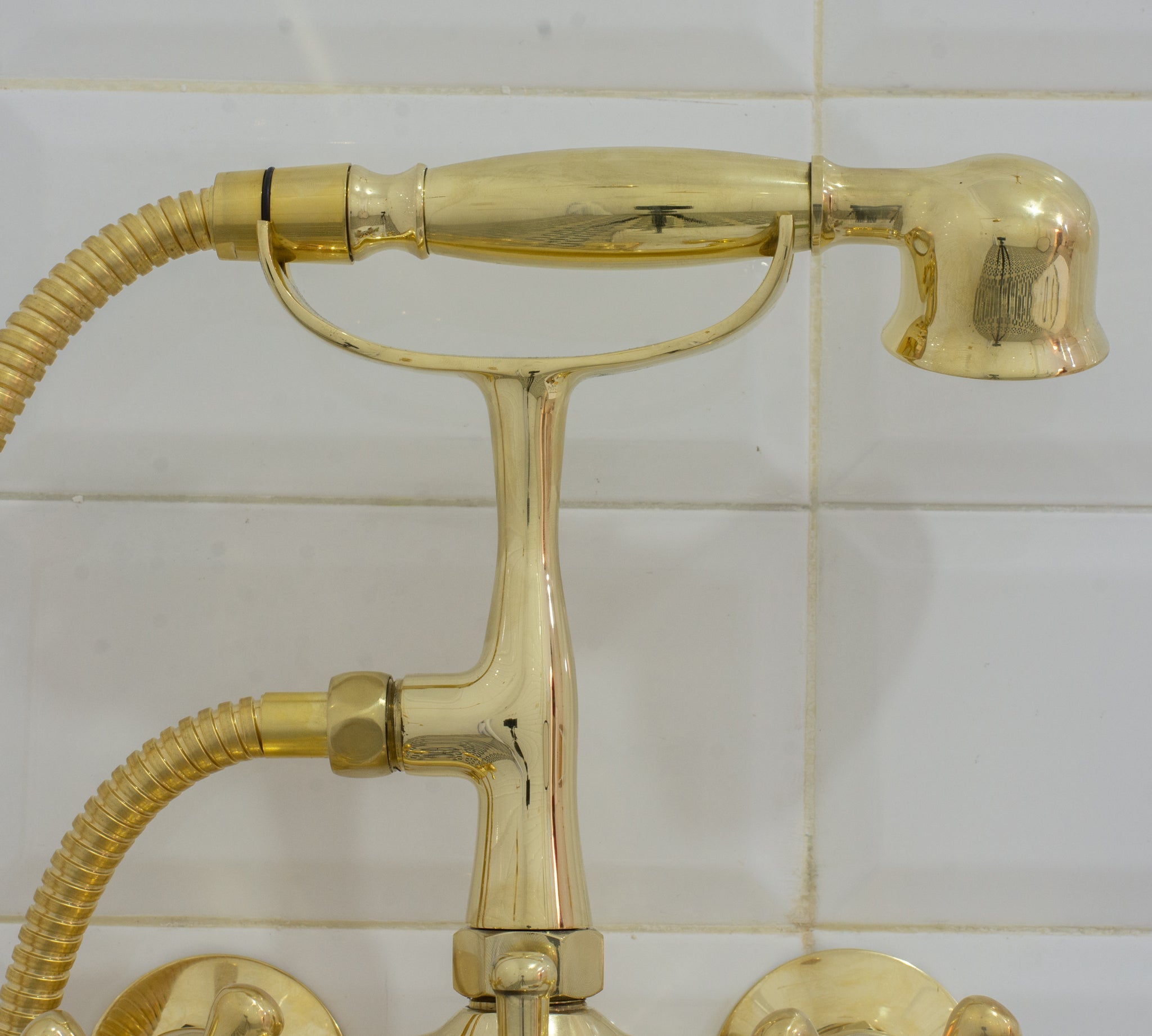 Unlacquered Solid Brass Telephone Tub Filler with Handheld alternate view 4