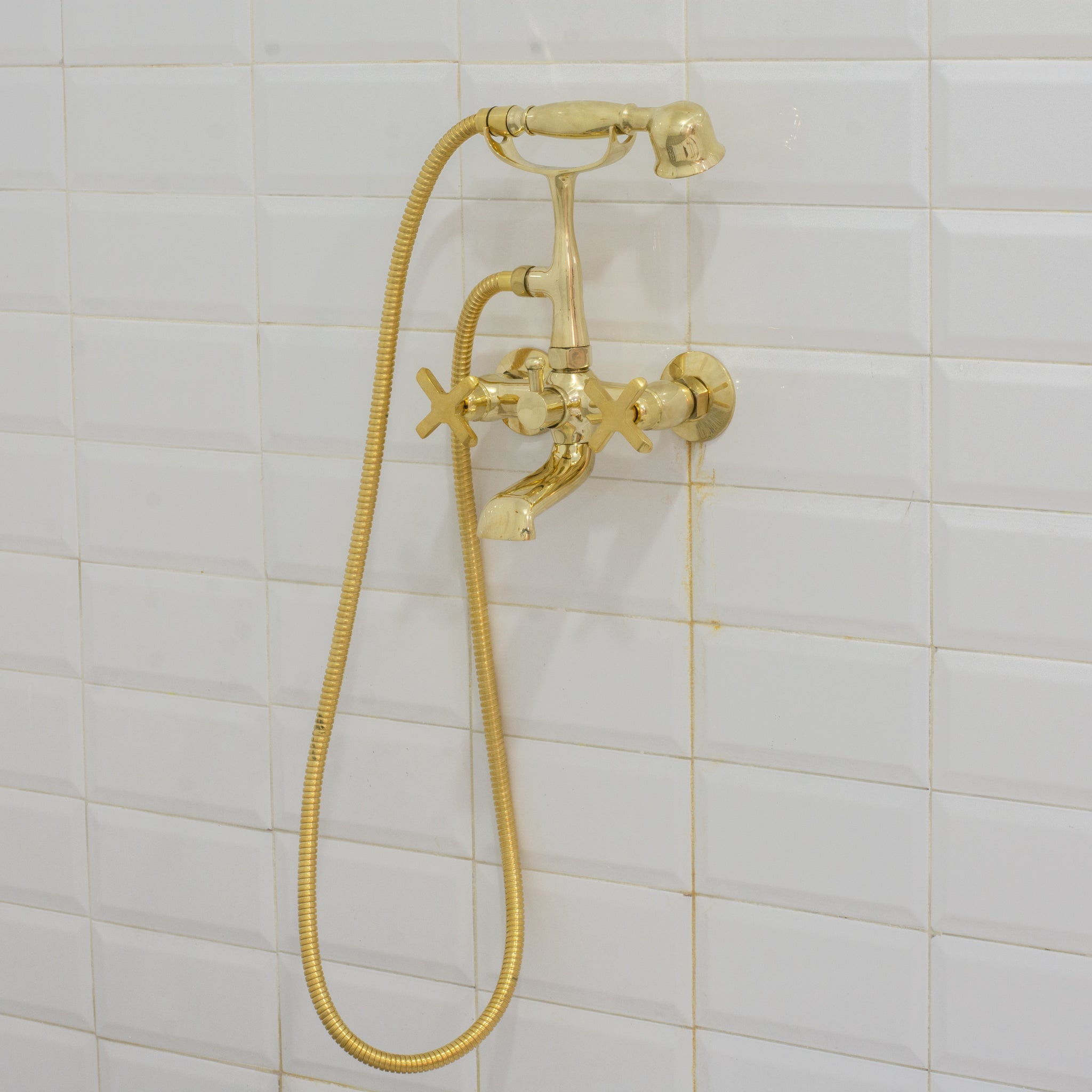 Unlacquered Solid Brass Telephone Tub Filler with Handheld alternate view 7