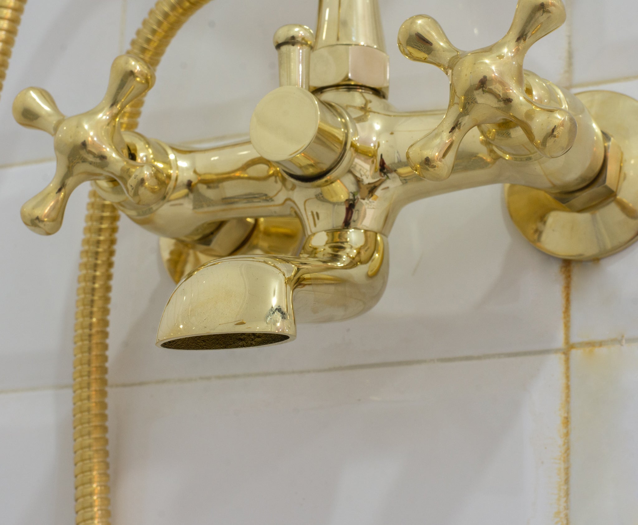 Unlacquered Solid Brass Telephone Tub Filler with Handheld alternate view 6