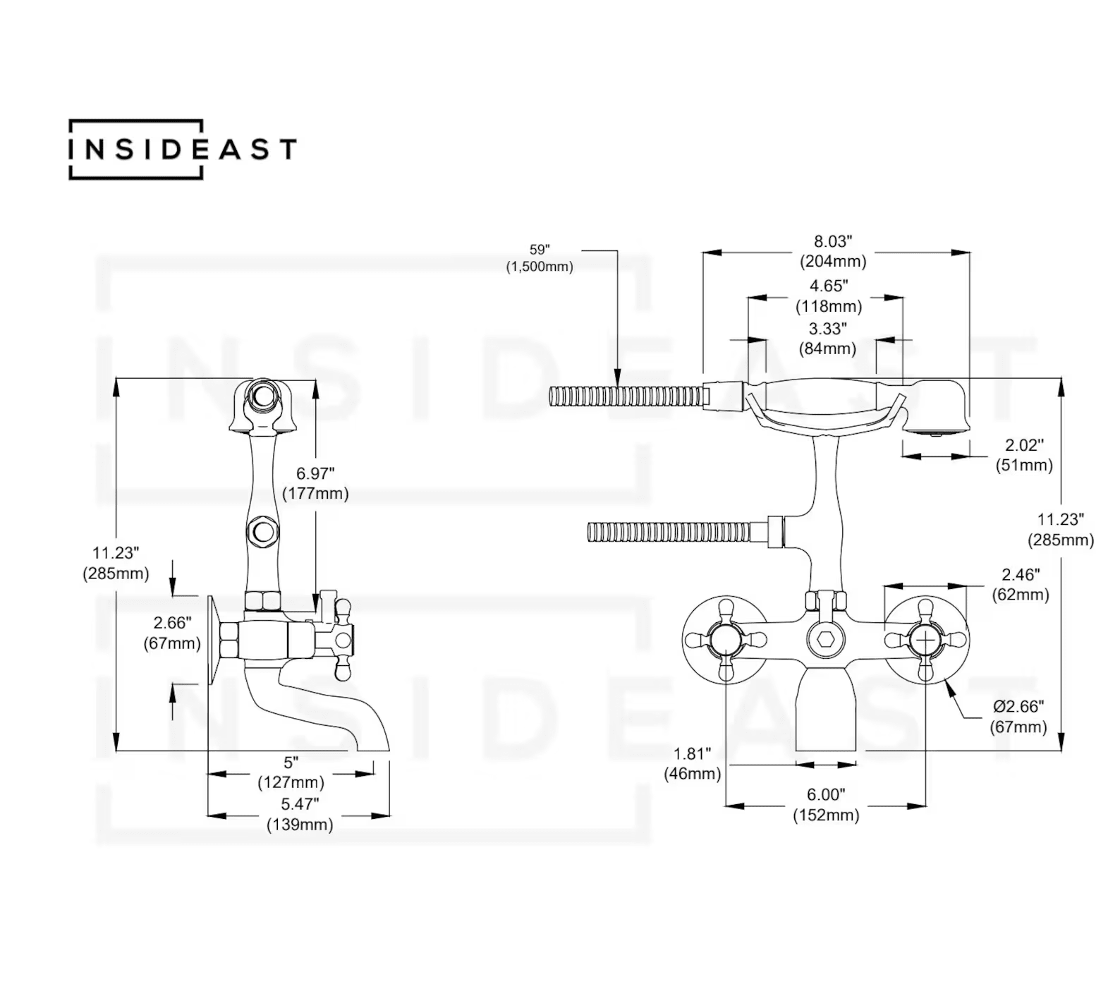 Unlacquered Solid Brass Telephone Tub Filler with Handheld alternate view 14