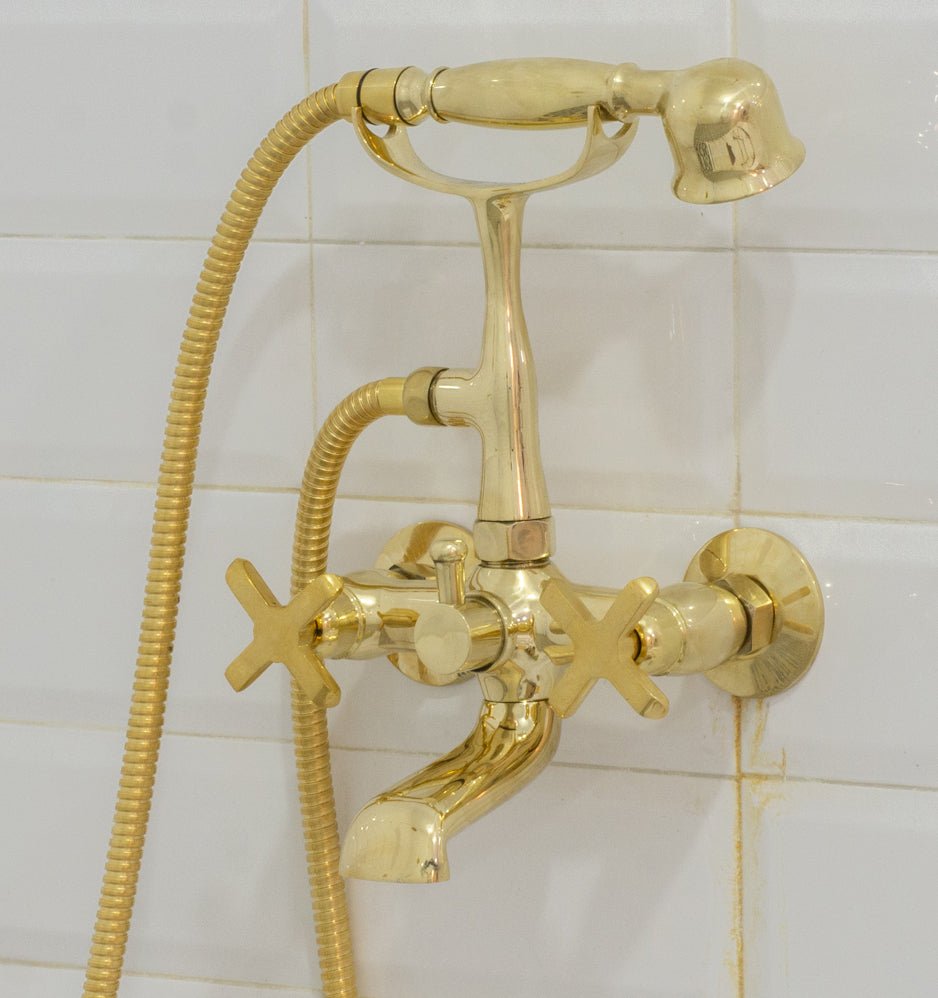Unlacquered Solid Brass Telephone Tub Filler with Handheld alternate view 12