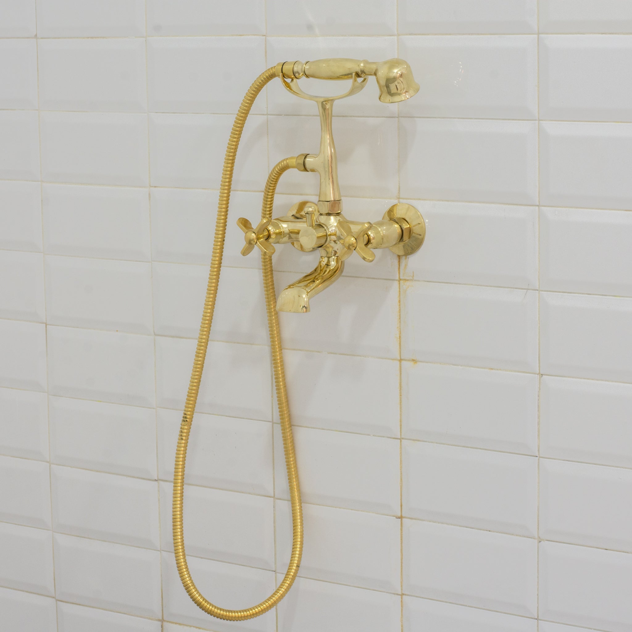 Unlacquered Solid Brass Telephone Tub Filler with Handheld alternate view 3